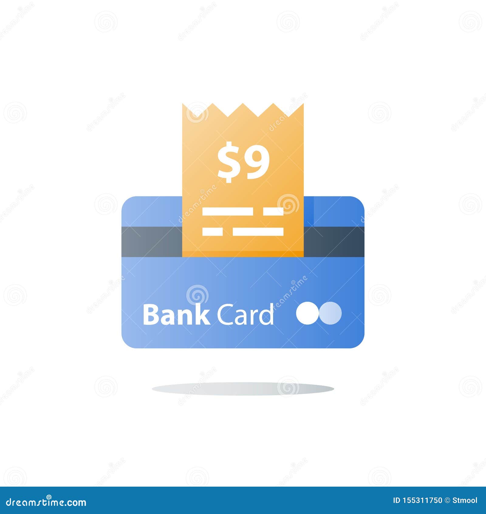 Till Slip and Credit Card Payment, Shopping Purchase, Vector Icon Stock ...