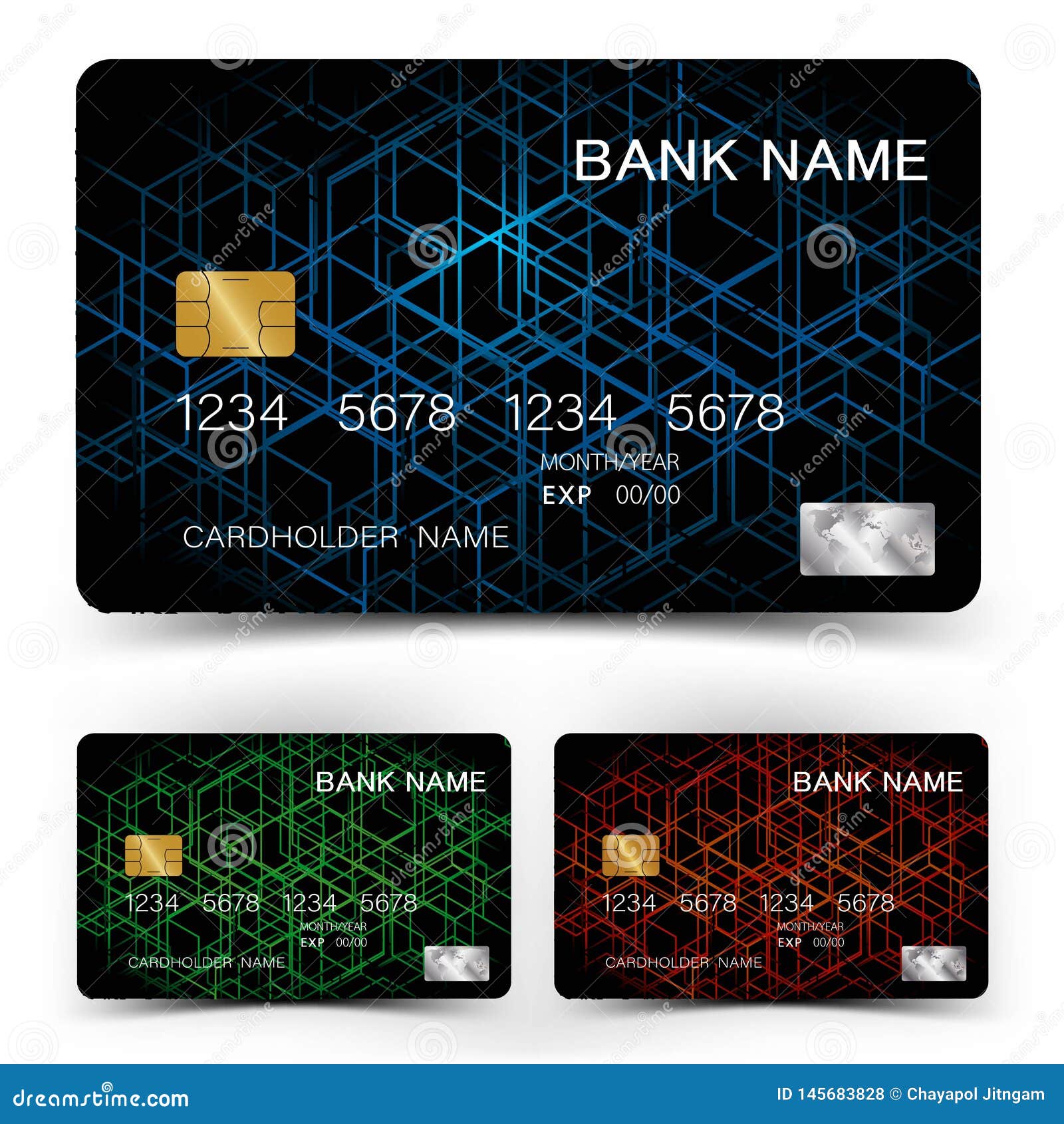 Credit Card Set . with Inspiration from the Abstract. Blue Red and ...