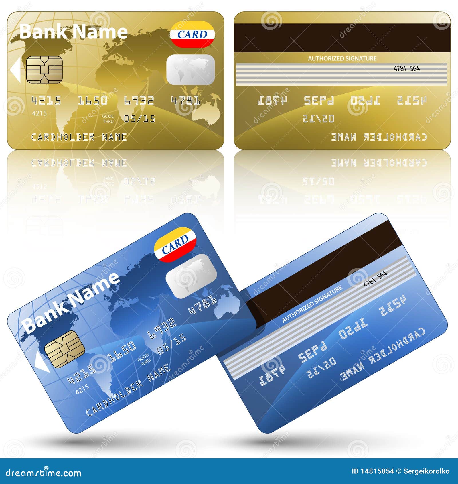 Credit Cards, Front And Back View Stock Vector - Illustration of customer, commercial: 14815854