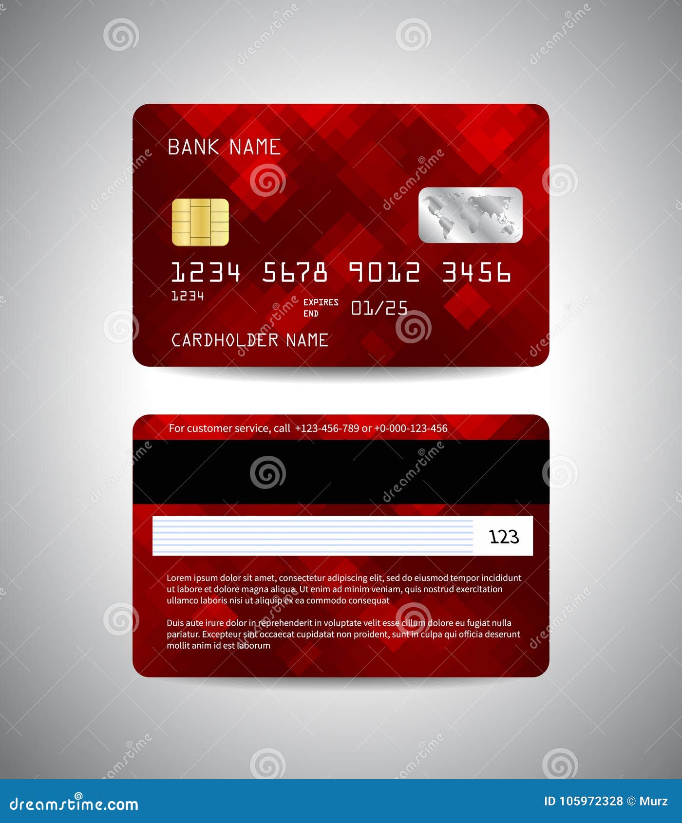credit cards set with red abstract background stock vector
