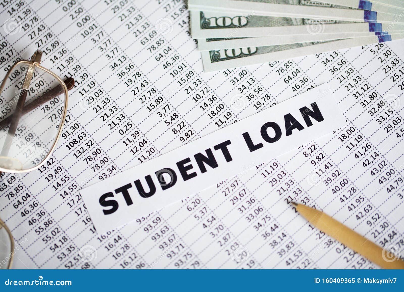 Credit Concept. Student Loan Written on White Card. Stock Image - Image ...