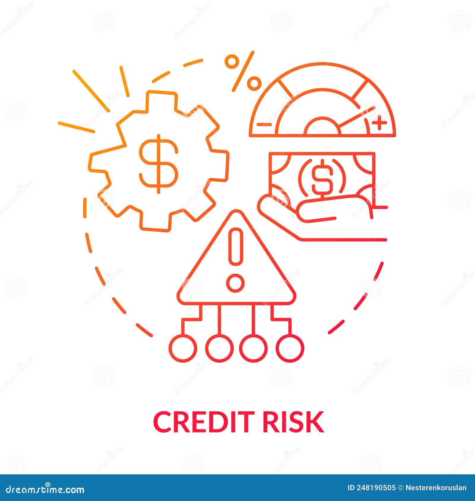 Credit Risk Red Gradient Concept Icon Stock Vector - Illustration of