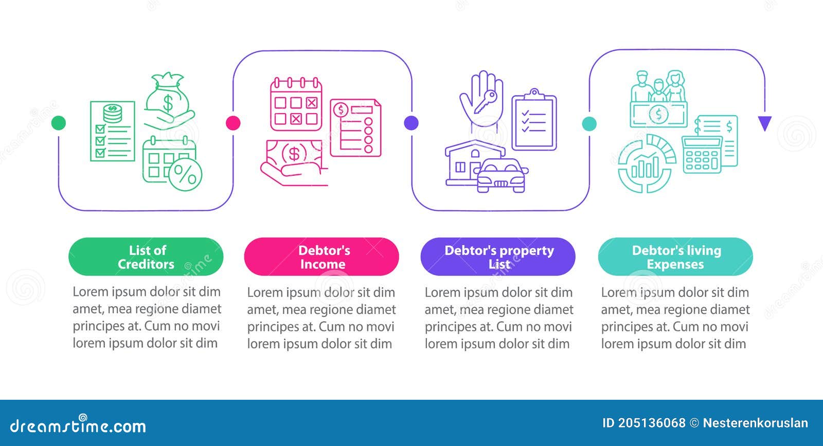 Creditor And Debtor Documentation Vector Infographic Template Creditor And Debtor Documentation Vector Infographic Template