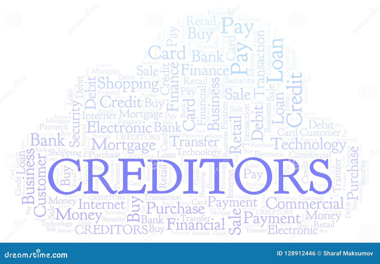 Creditors word cloud. stock illustration. Illustration of card 128912446