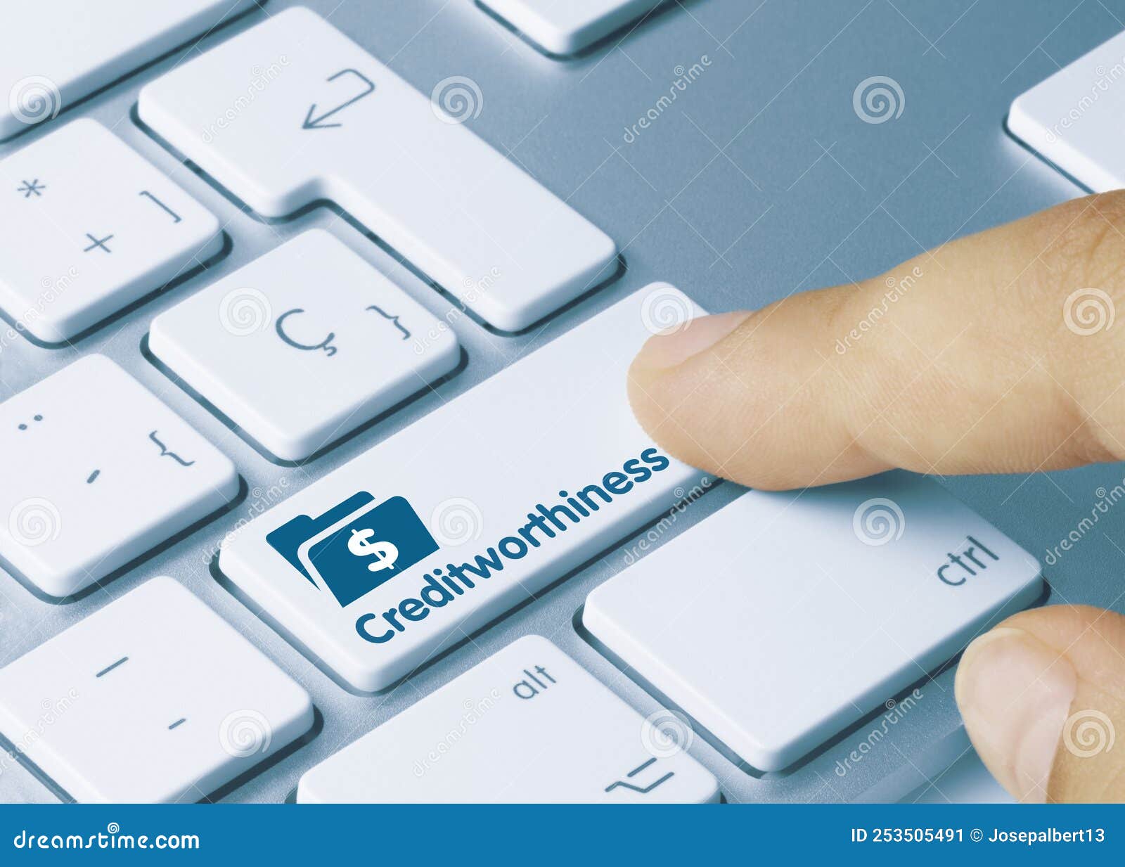 creditworthiness - inscription on blue keyboard key