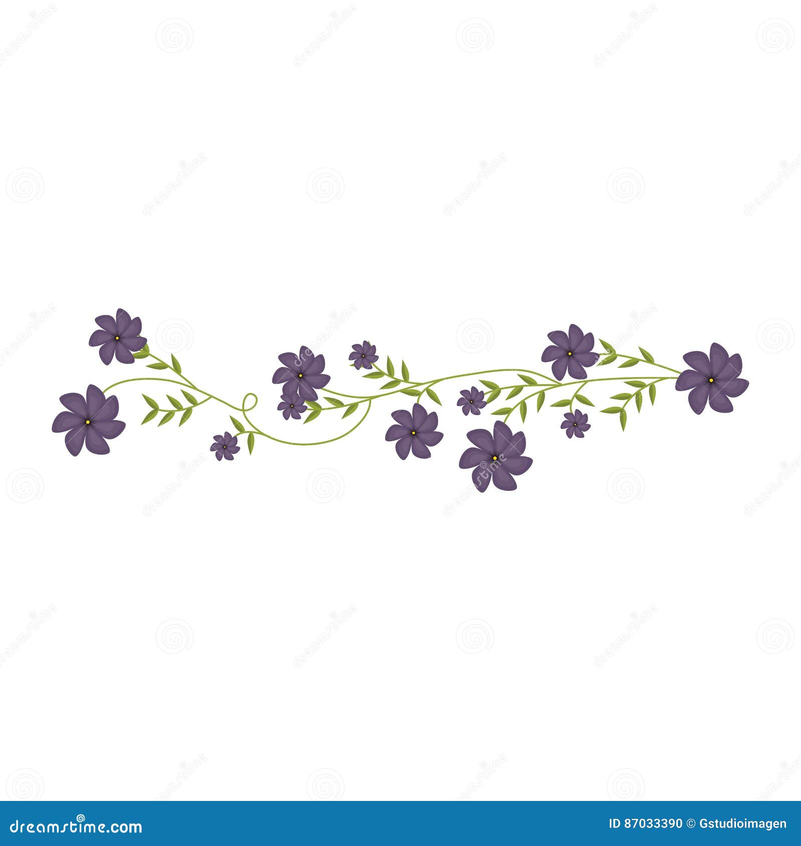 Creeper with Violet Flowers Floral Design Stock Vector Illustration
