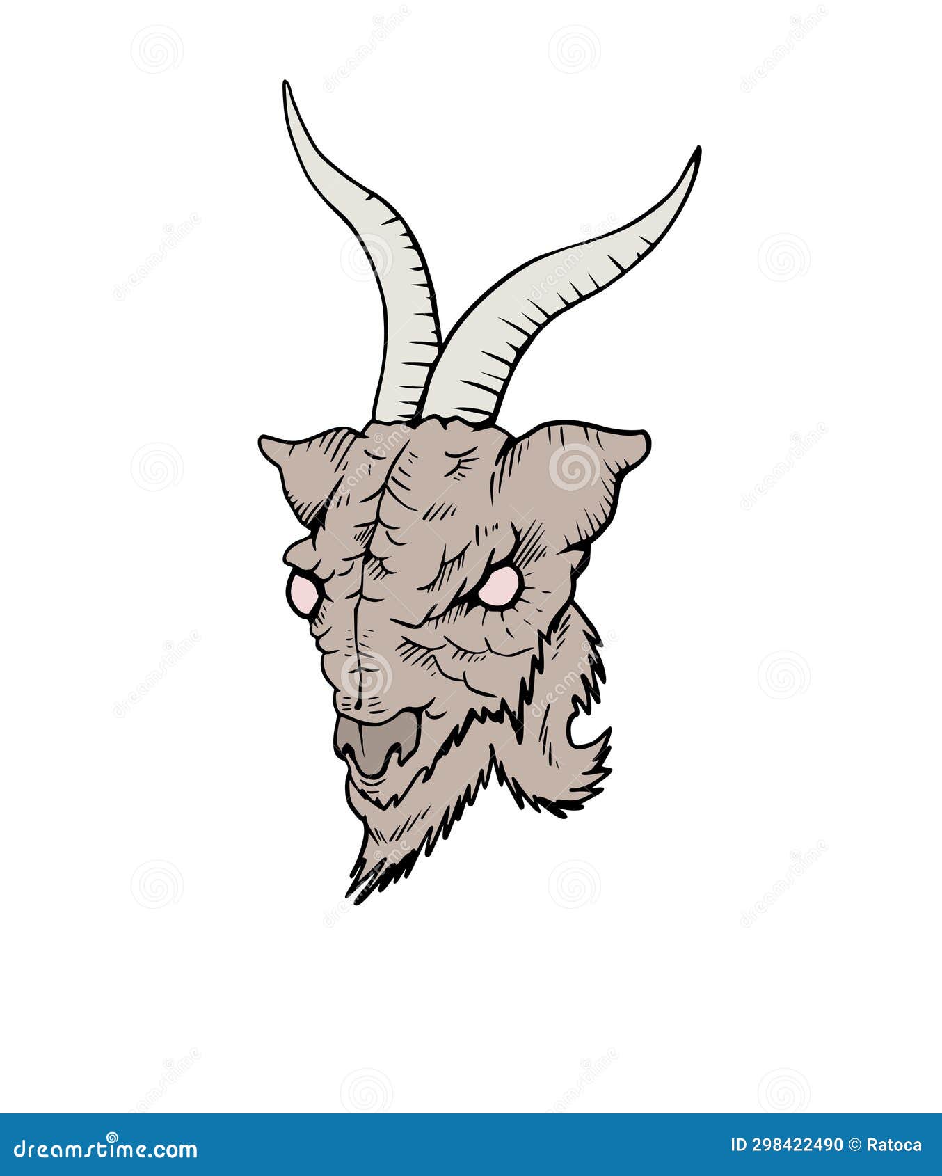 Creepy goat draw stock vector. Illustration of frightened 298422490