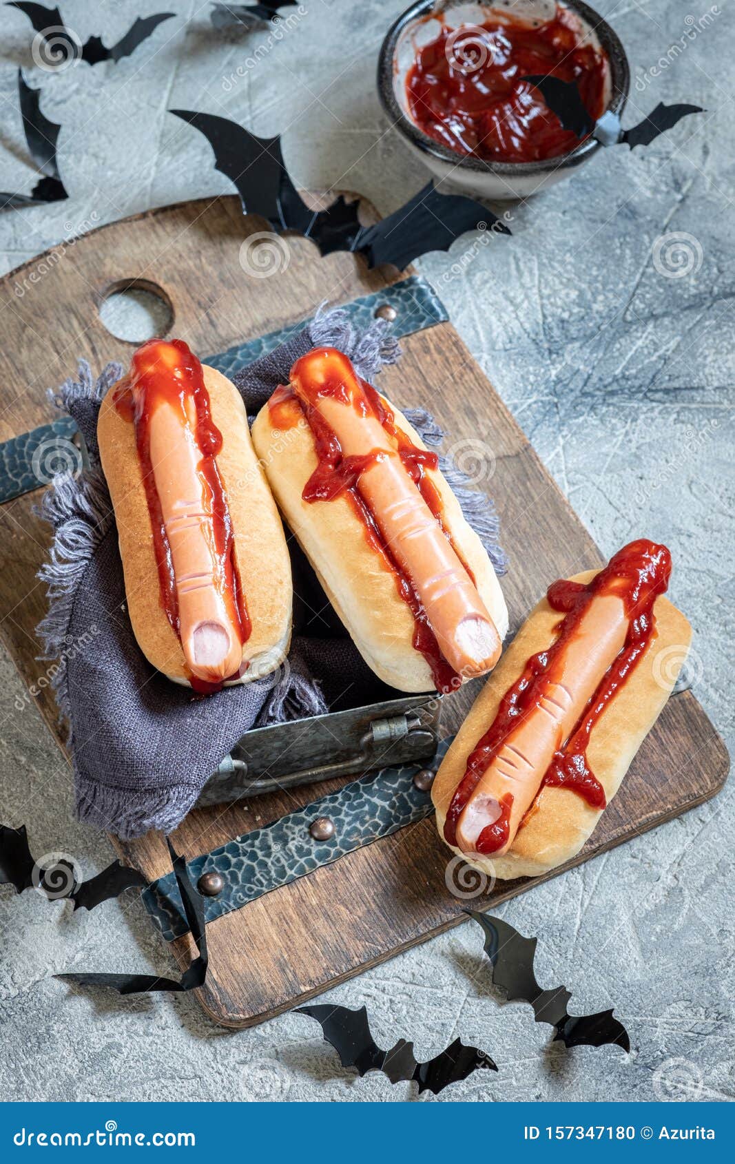 Creepy Halloween Hot Dog Fingers Stock Photo - Image of blood, food ...