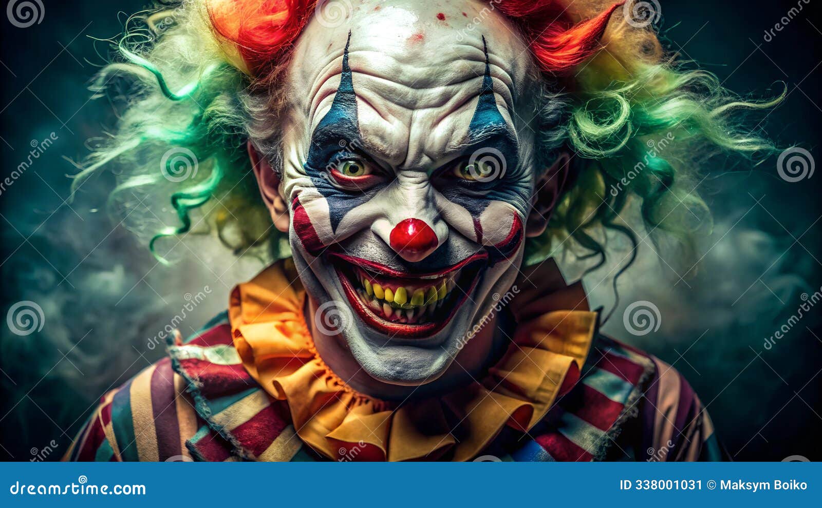 creepy smiling scary clown for halloween. .