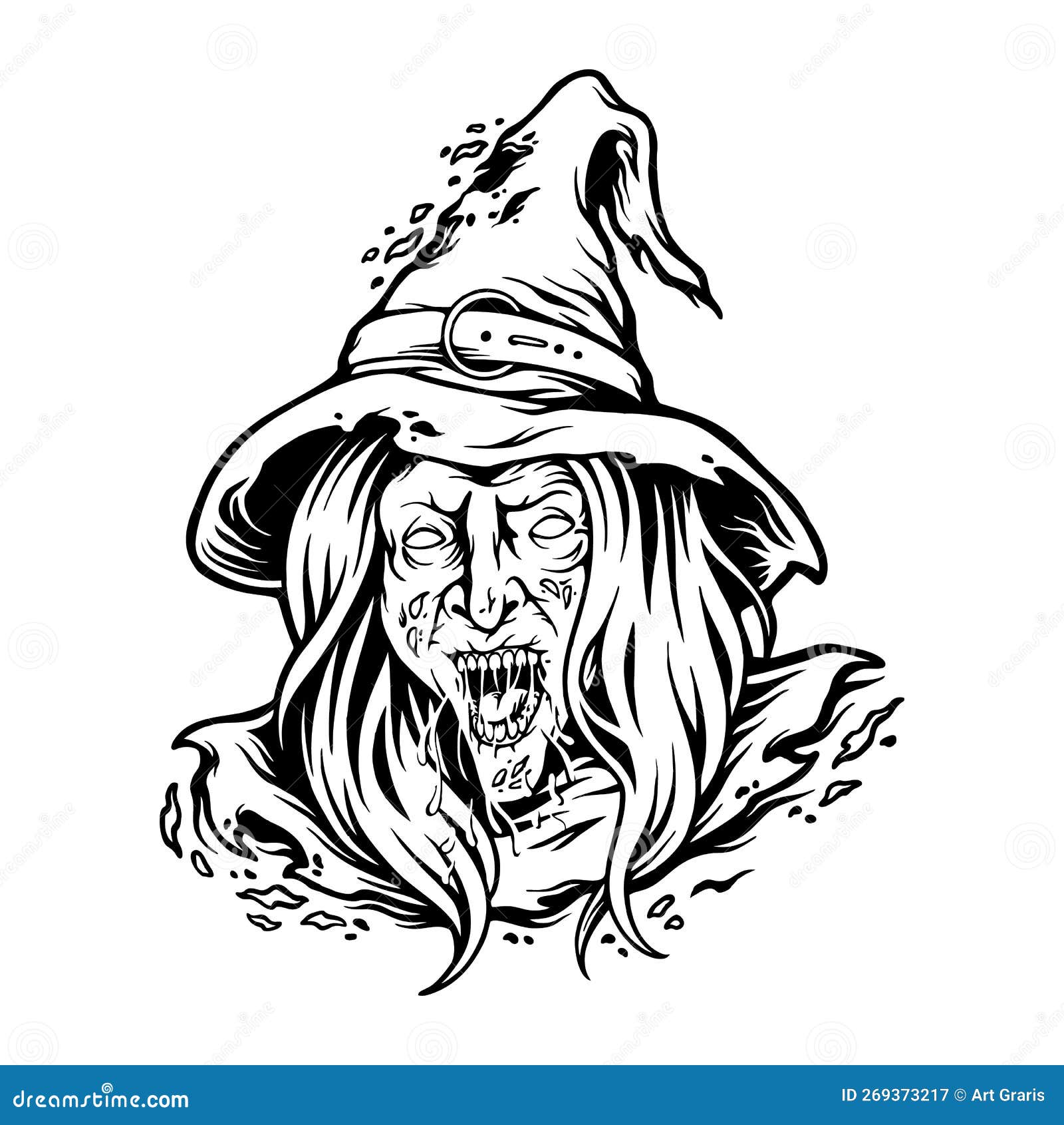 Witch Face Creepy Halloween Clipart