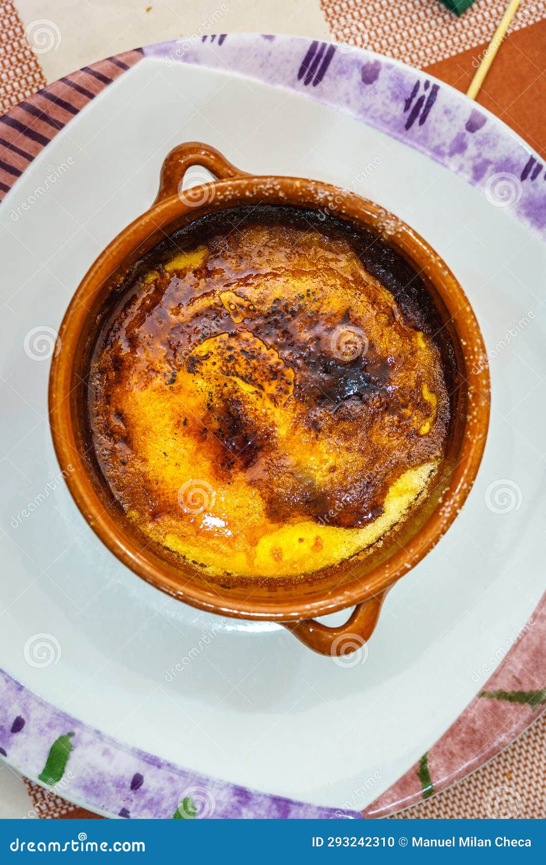 crema catalana, typical dessert from catalonia, spain. it is the best known catalan dessert, made with a base of milk, eggs and