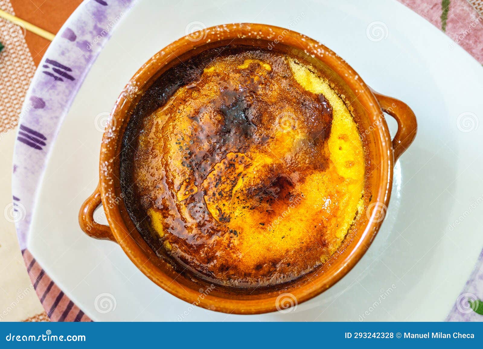 crema catalana, typical dessert from catalonia, spain. it is the best known catalan dessert, made with a base of milk, eggs and