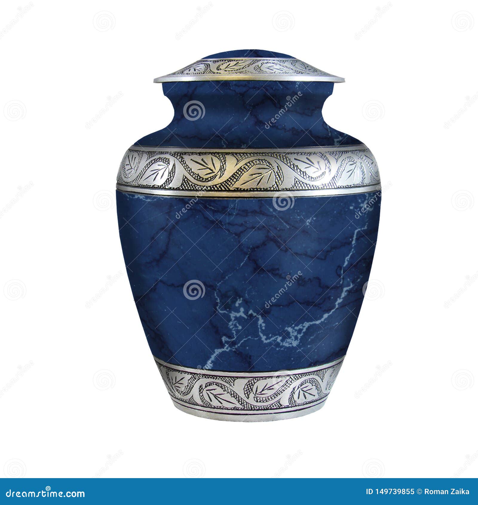 Cremation Urns or Dark Blue Ceramic Cremation Urn with a Marble Design