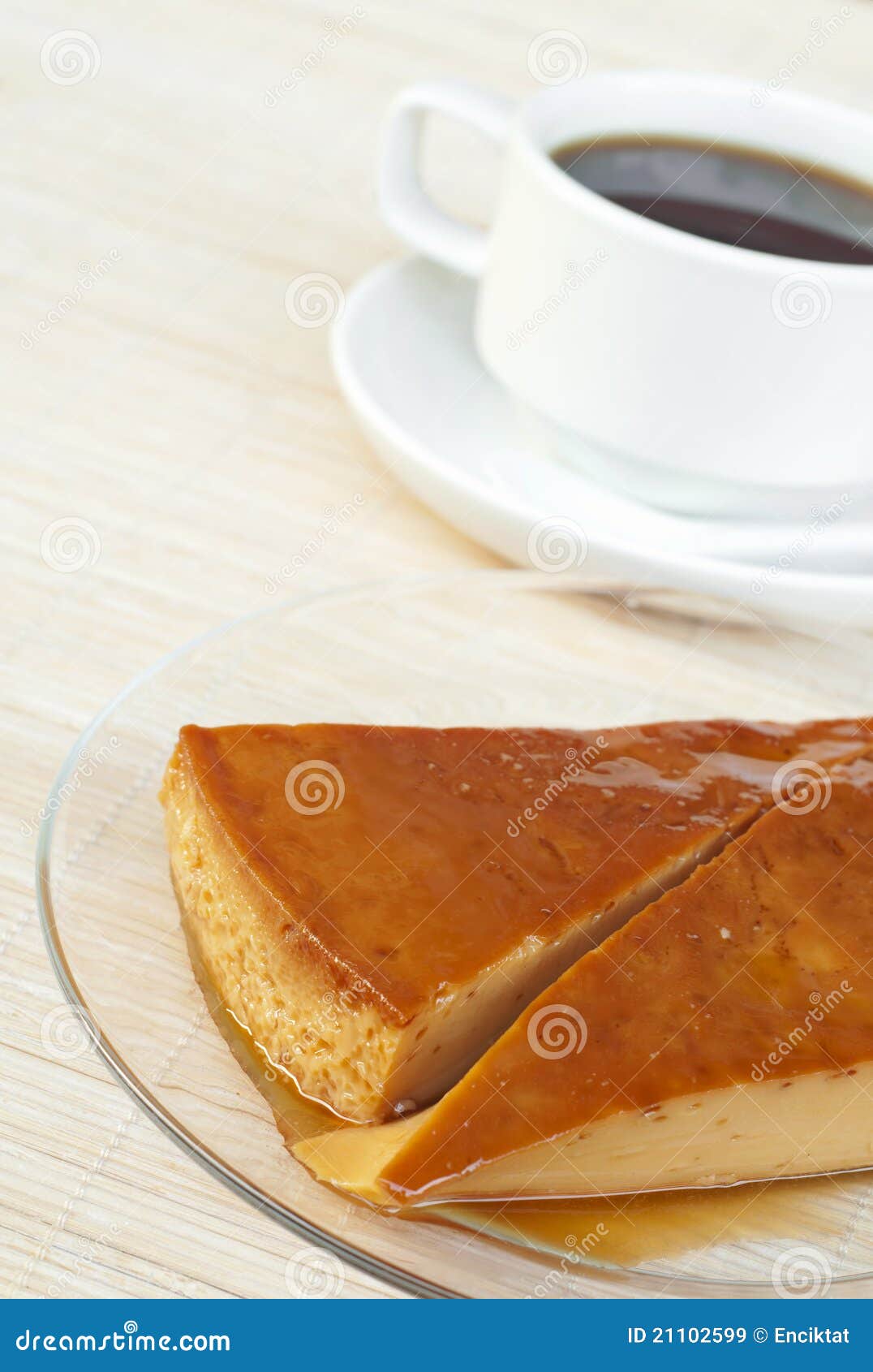 Creme caramel and coffee stock image. Image of food, french 21102599