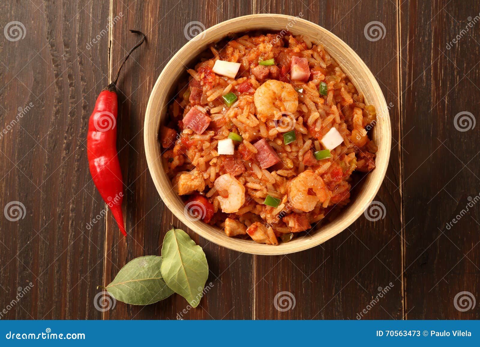 Creole Jambalaya - Rice Cooked with Shrimp, Smoked Sausage and T Stock