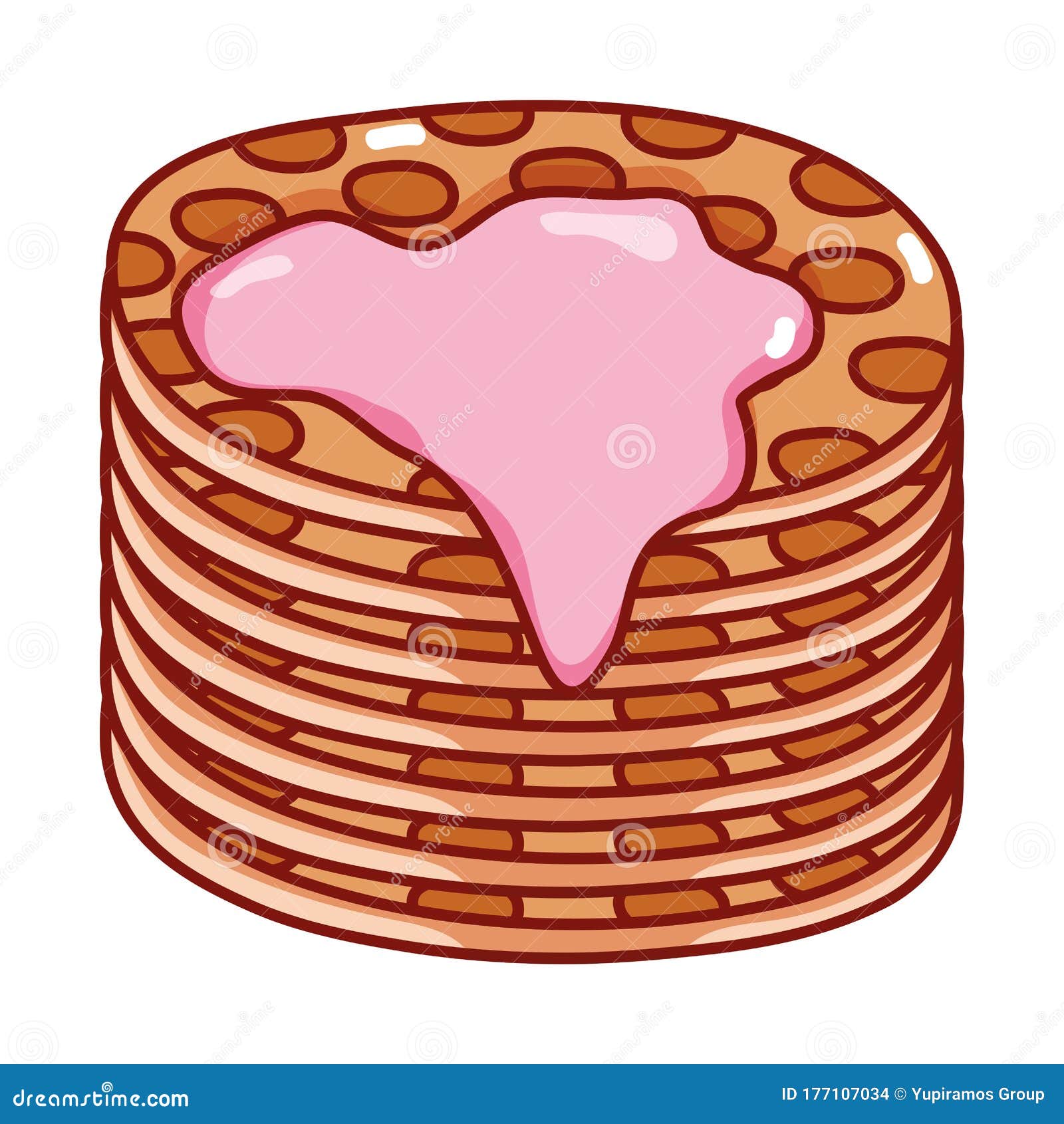 Crepes De Comida Para El Desayuno Con Dibujos Animados De Jarabe Icono  Aislado Ilustración del Vector - Ilustración de vector, pila: 177107034
