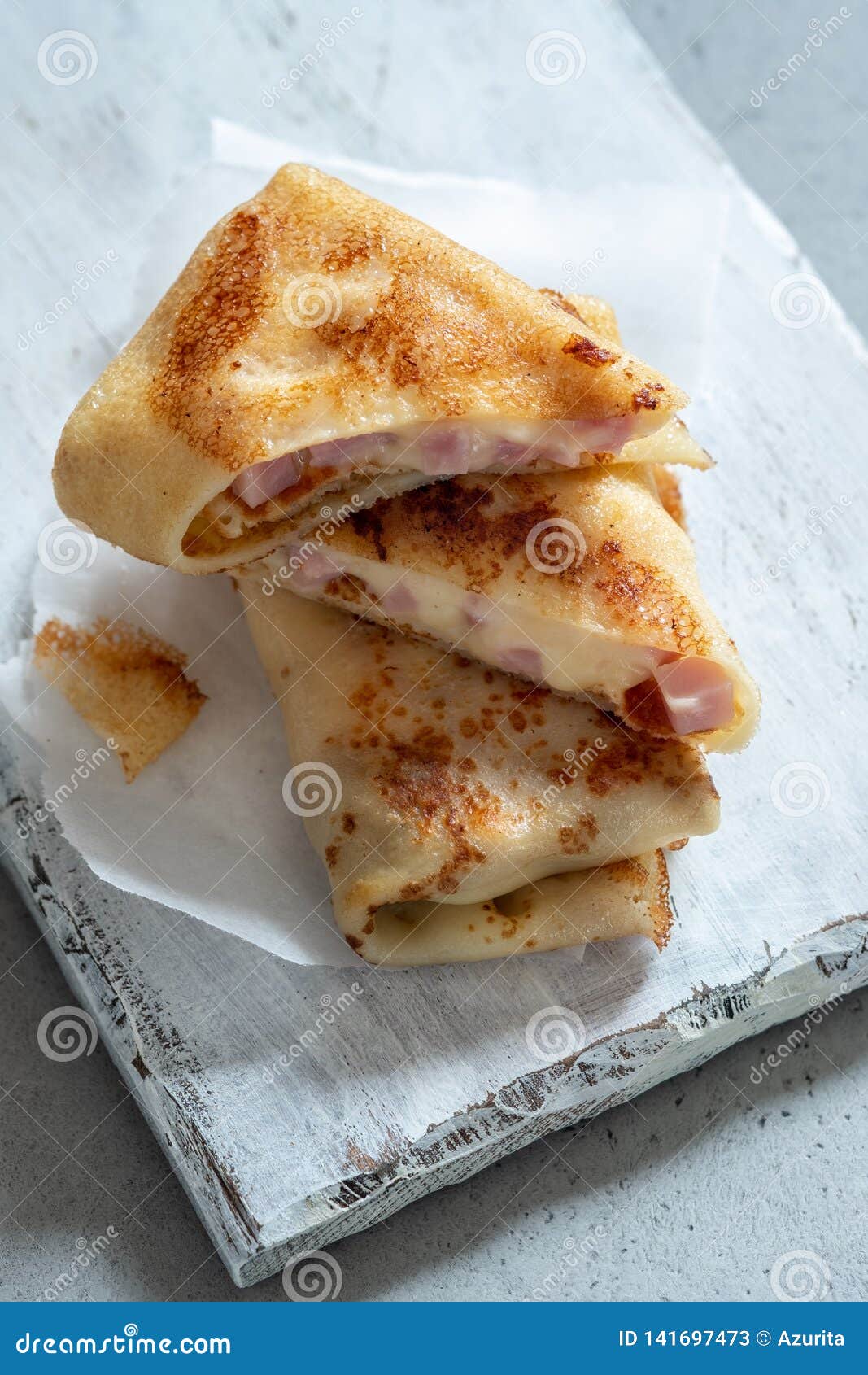 Crepes with ham and cheese stock image. Image of tasty 141697473