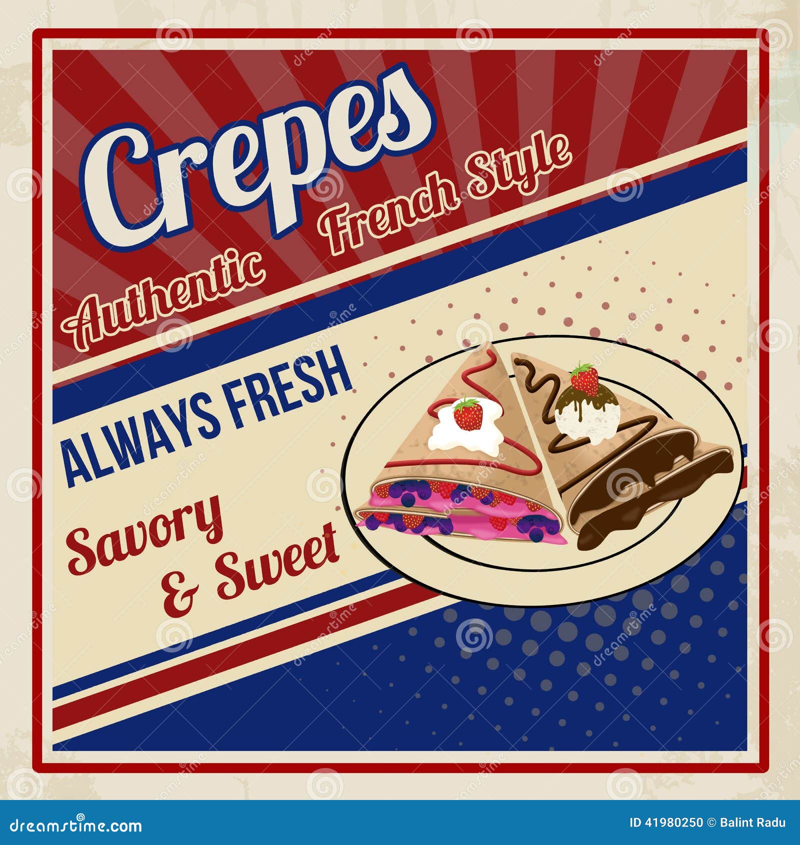 Crepes retro poster stock vector. Illustration of crepe 41980250