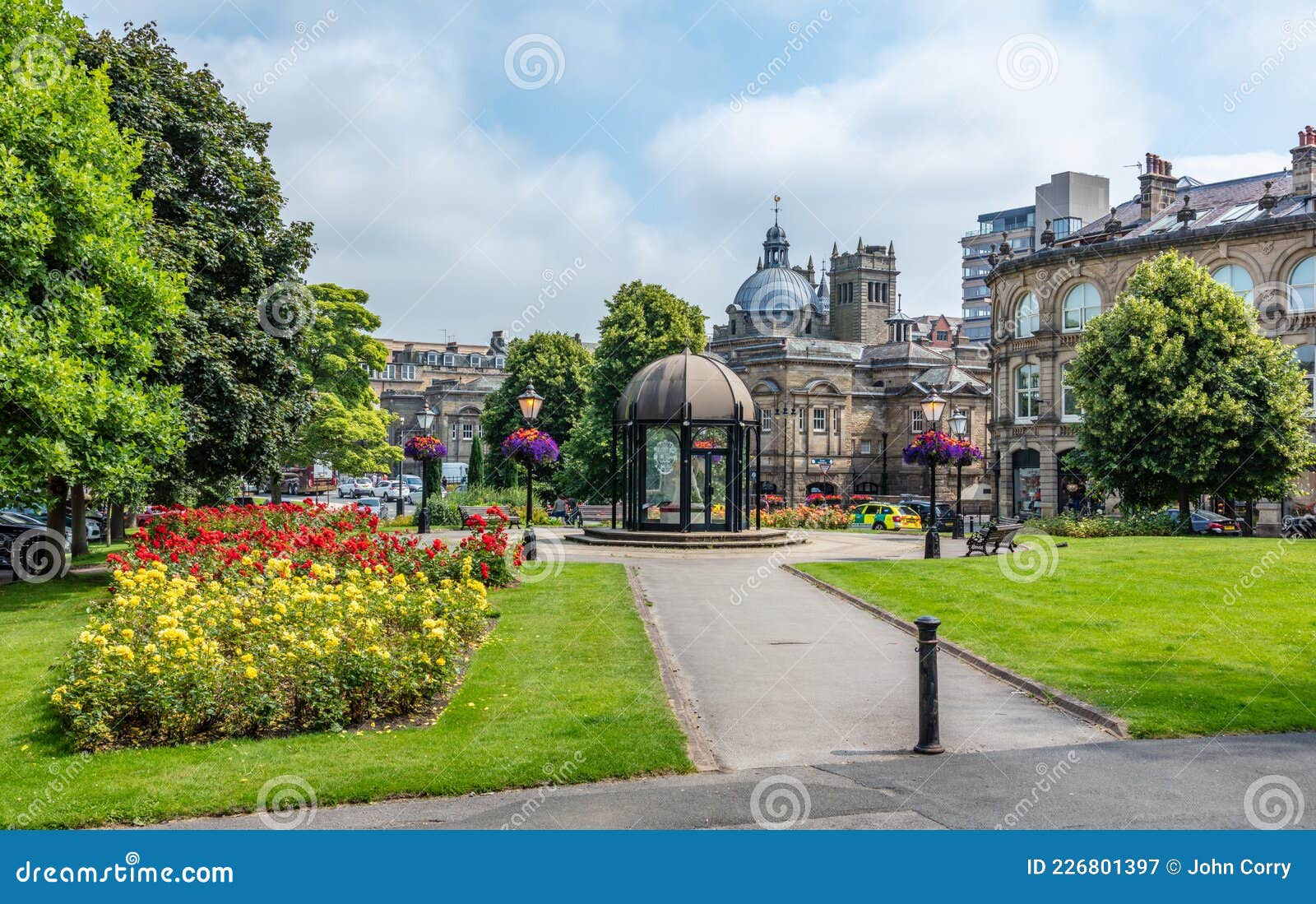The Crescent Gardens in the Centre of Harrogate with the Dome of the