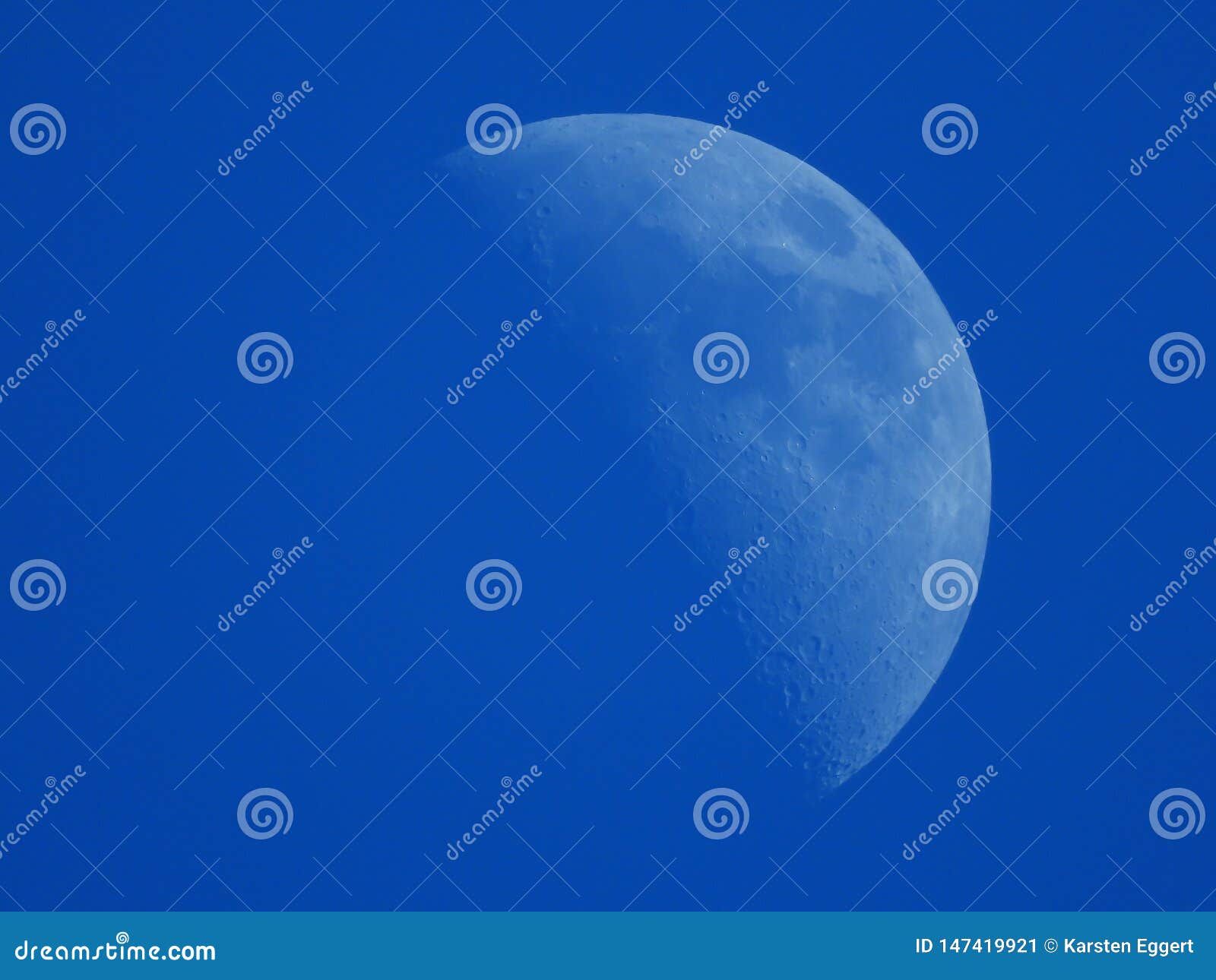 Crescent Moon in the Blue Afternoon Sky Stock Image - Image of ...