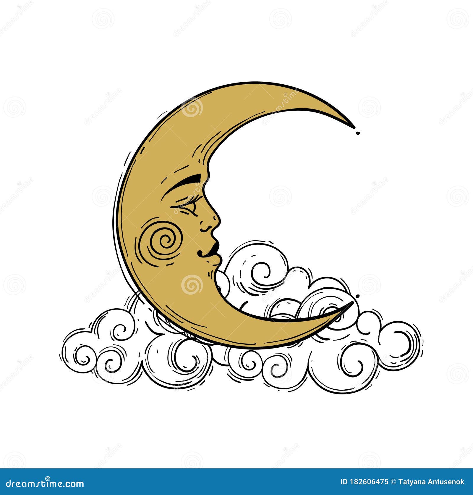 Moon Crescent Face Stock Illustrations – 3,331 Moon Crescent Face
