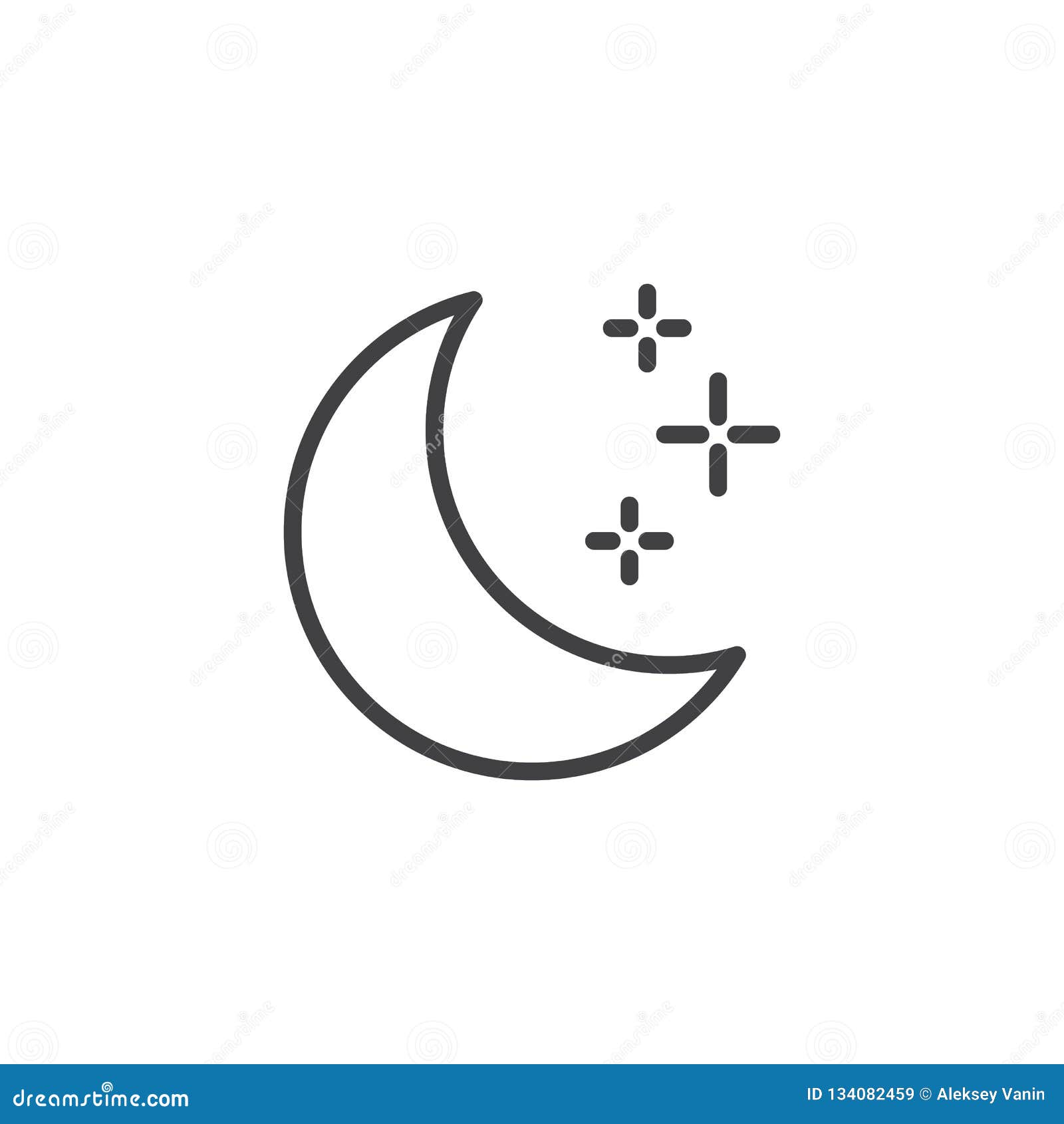 Crescent moon outline icon stock vector. Illustration of logo - 134082459