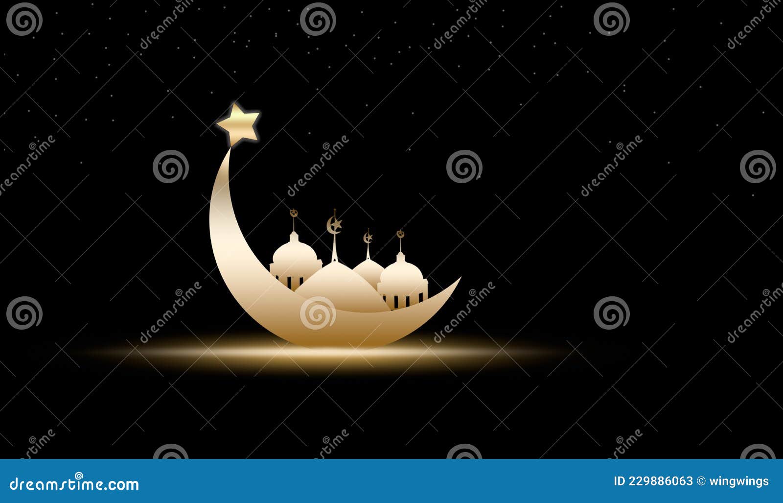 crescent moon and star with mosques dome on black background. for eid al-fitr, arabic, eid al-adha, new year muharram. ramadan