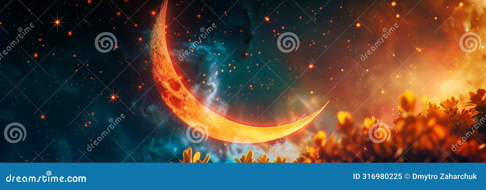 a crescent moon and stars to ize the beginning of the islamic month of dhu al-hijjah.