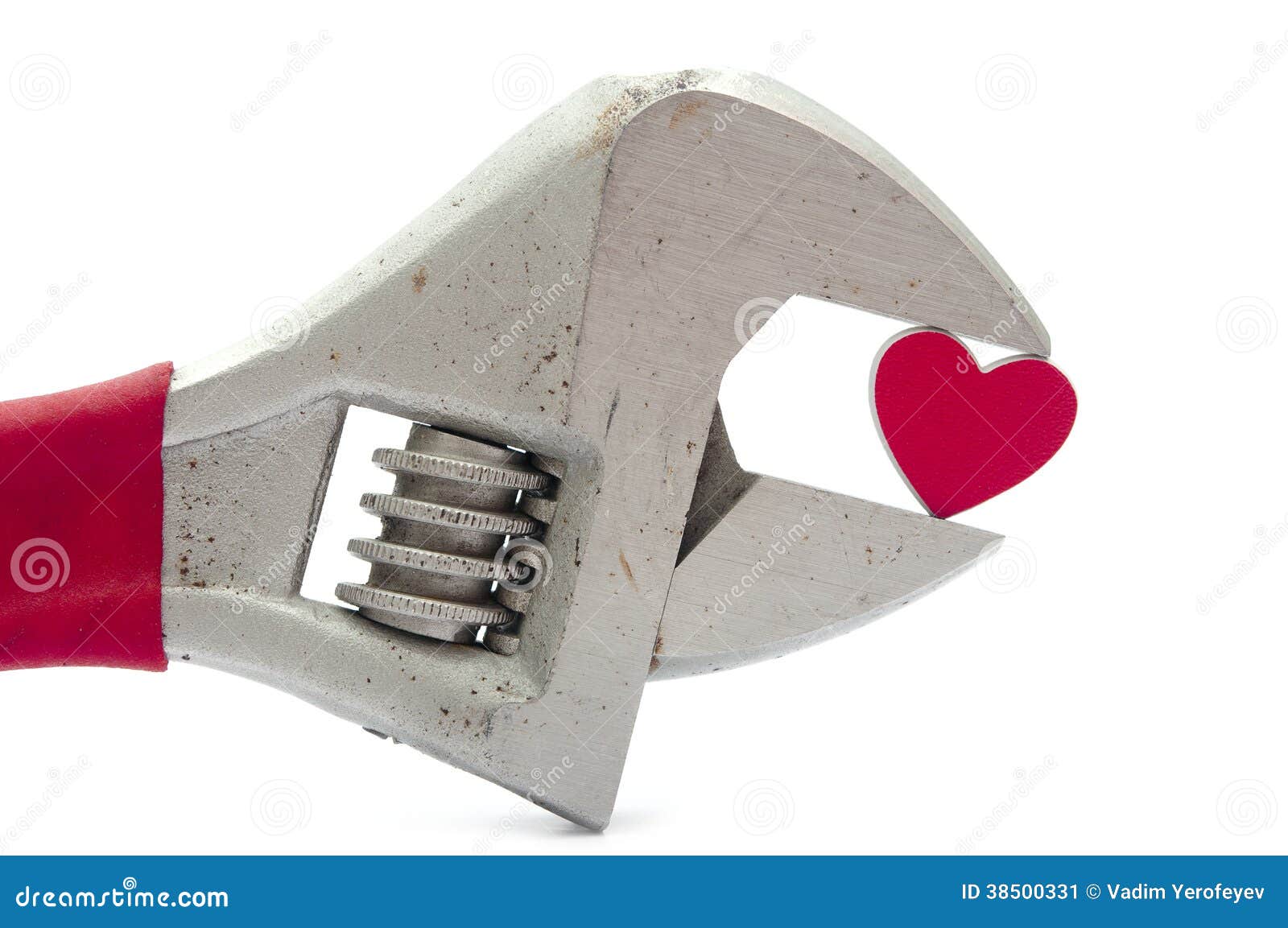 Crescent wrench and heart stock image. Image of valentines 38500331