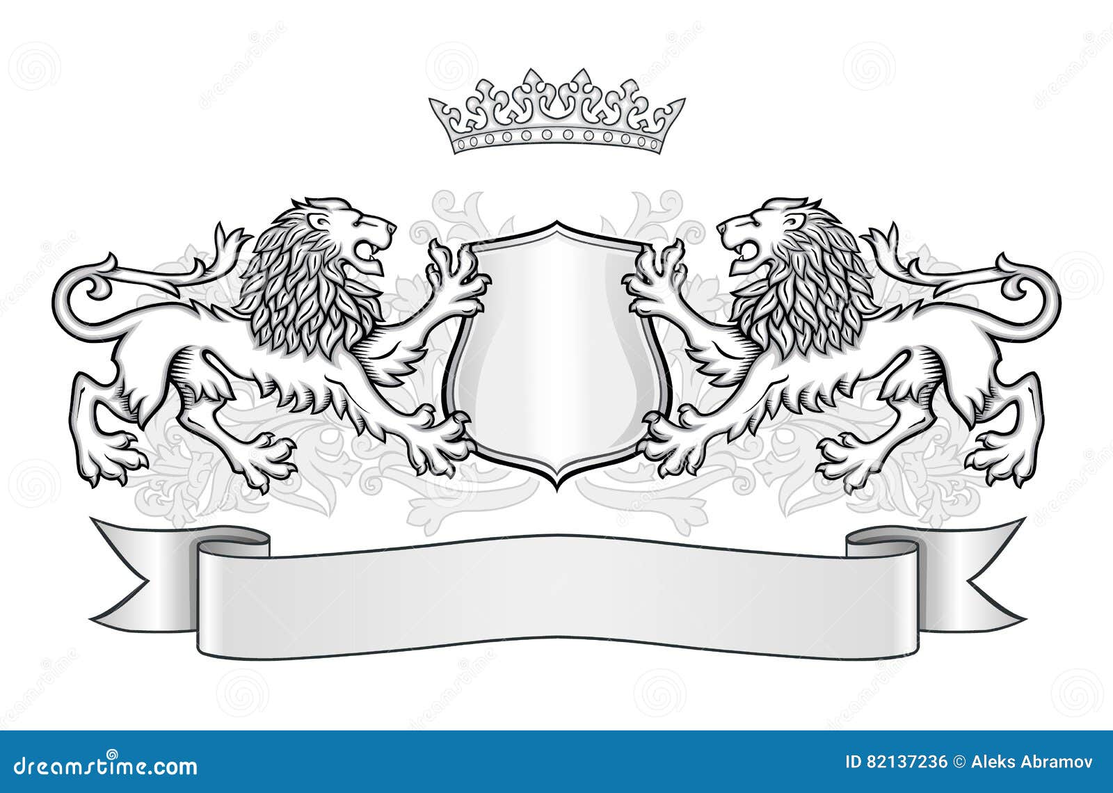 Crest Con Dos Leones, La Corona Y Un Escudo Ilustración del Vector -  Ilustración de decorativo, cresta: 82137236