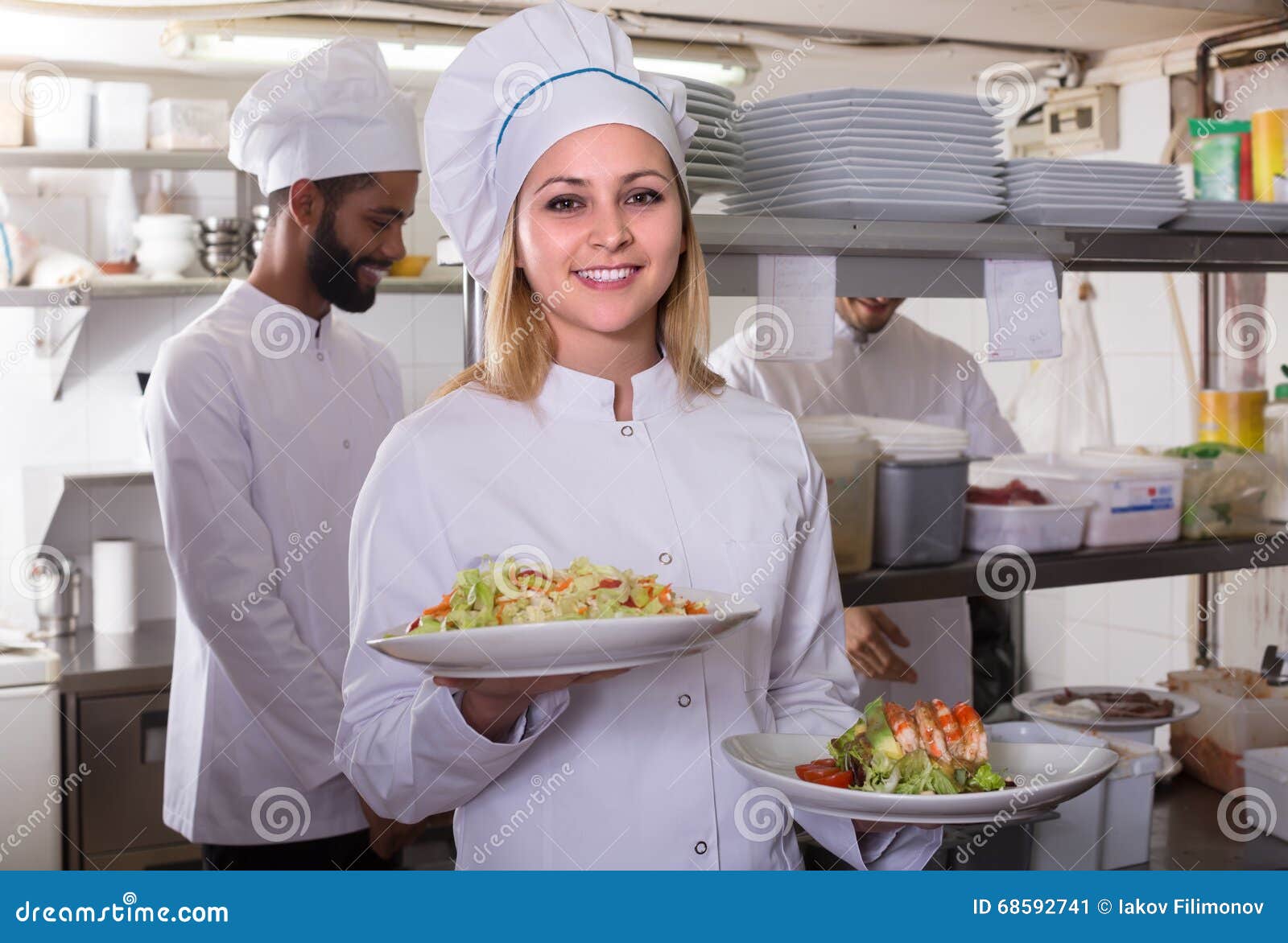 Crew of Professional Cooks Working at Restaurant Stock Image Image of