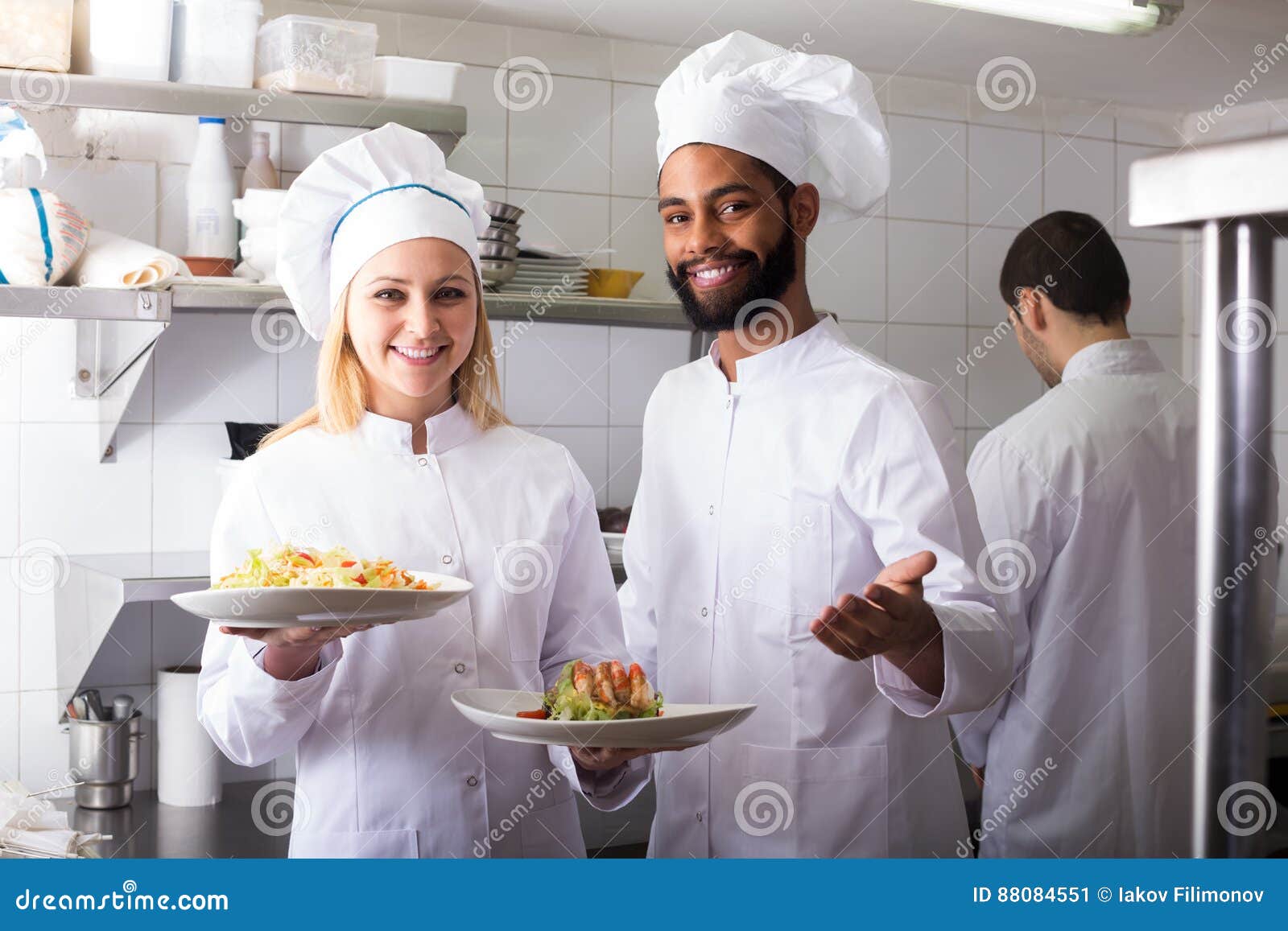 Crew of Professional Cooks Working at Restaurant Stock Image Image of