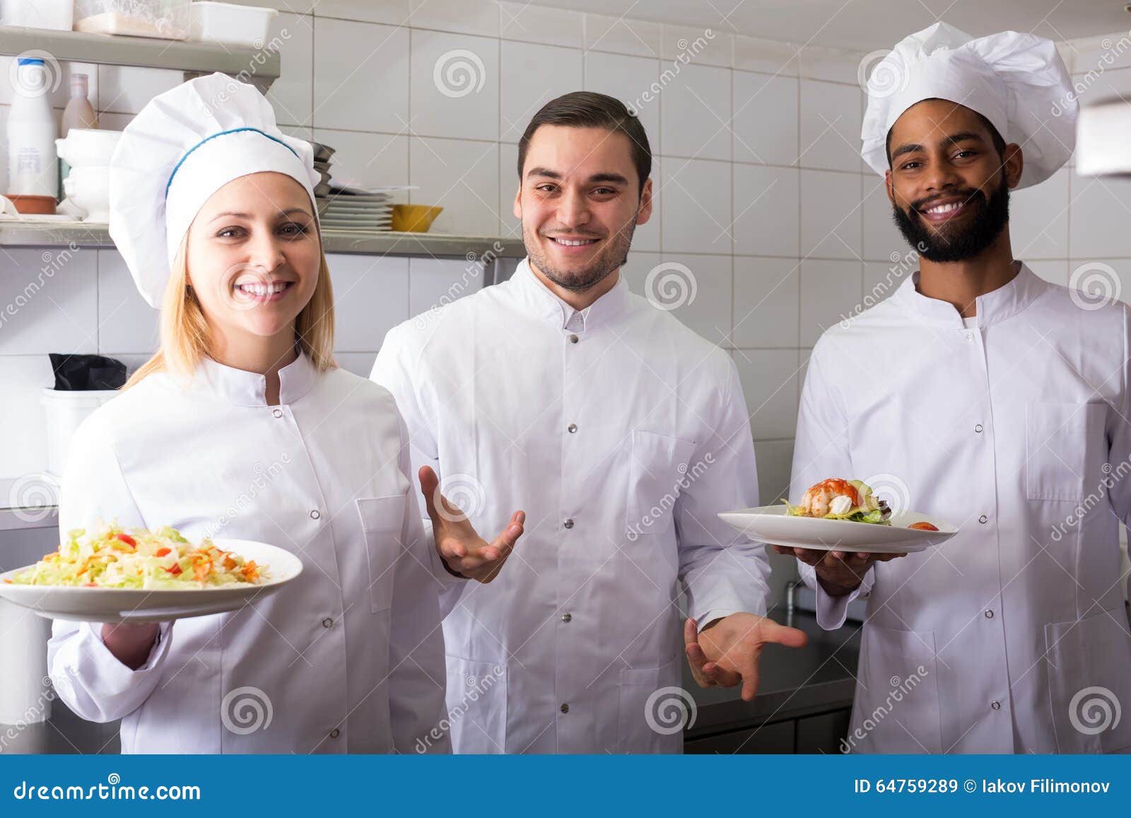 Crew of Professional Cooks Working at Restaurant Stock Image Image of