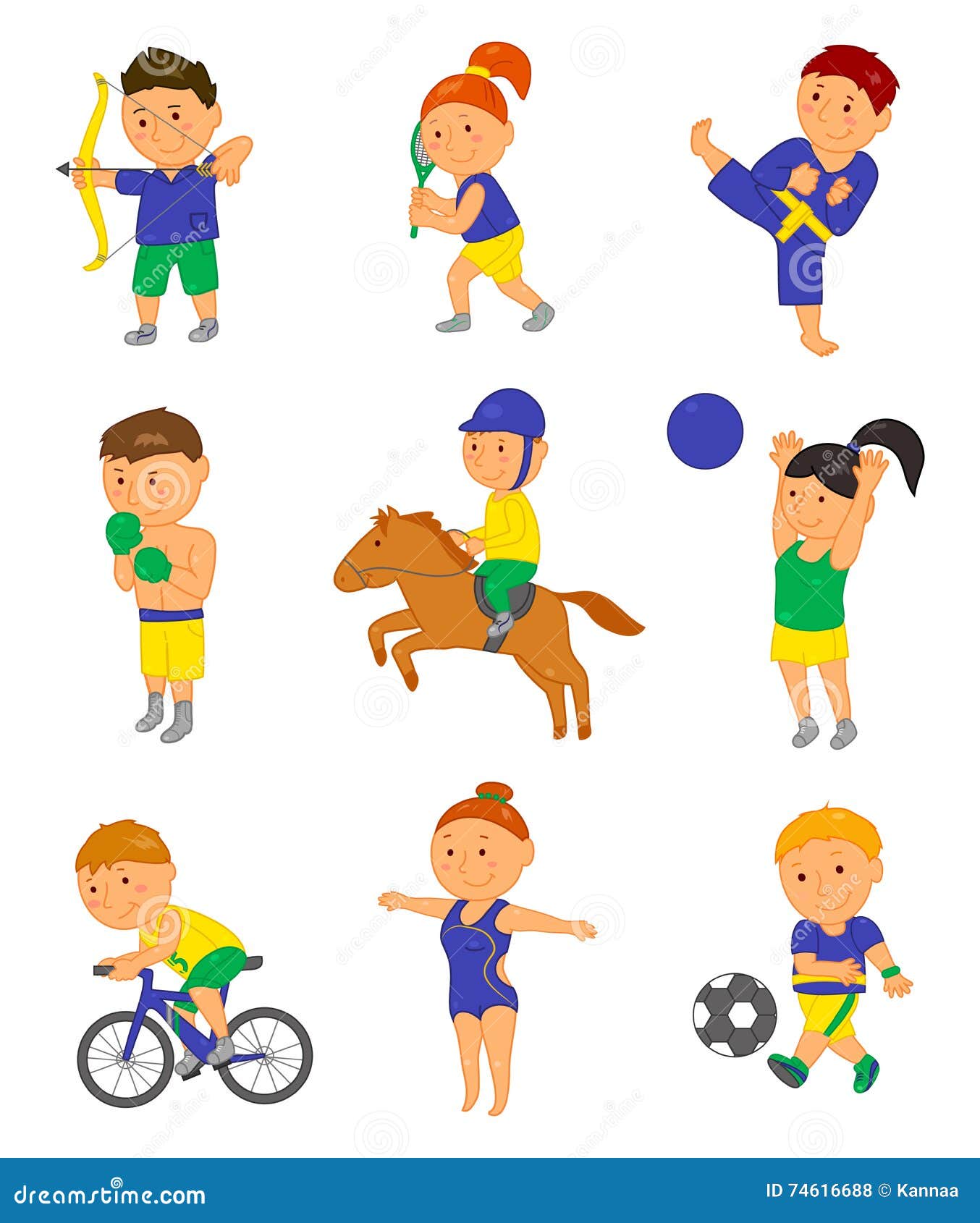 Crianças Do Esporte Dos Desenhos Animados Ilustração Do Vetor Para