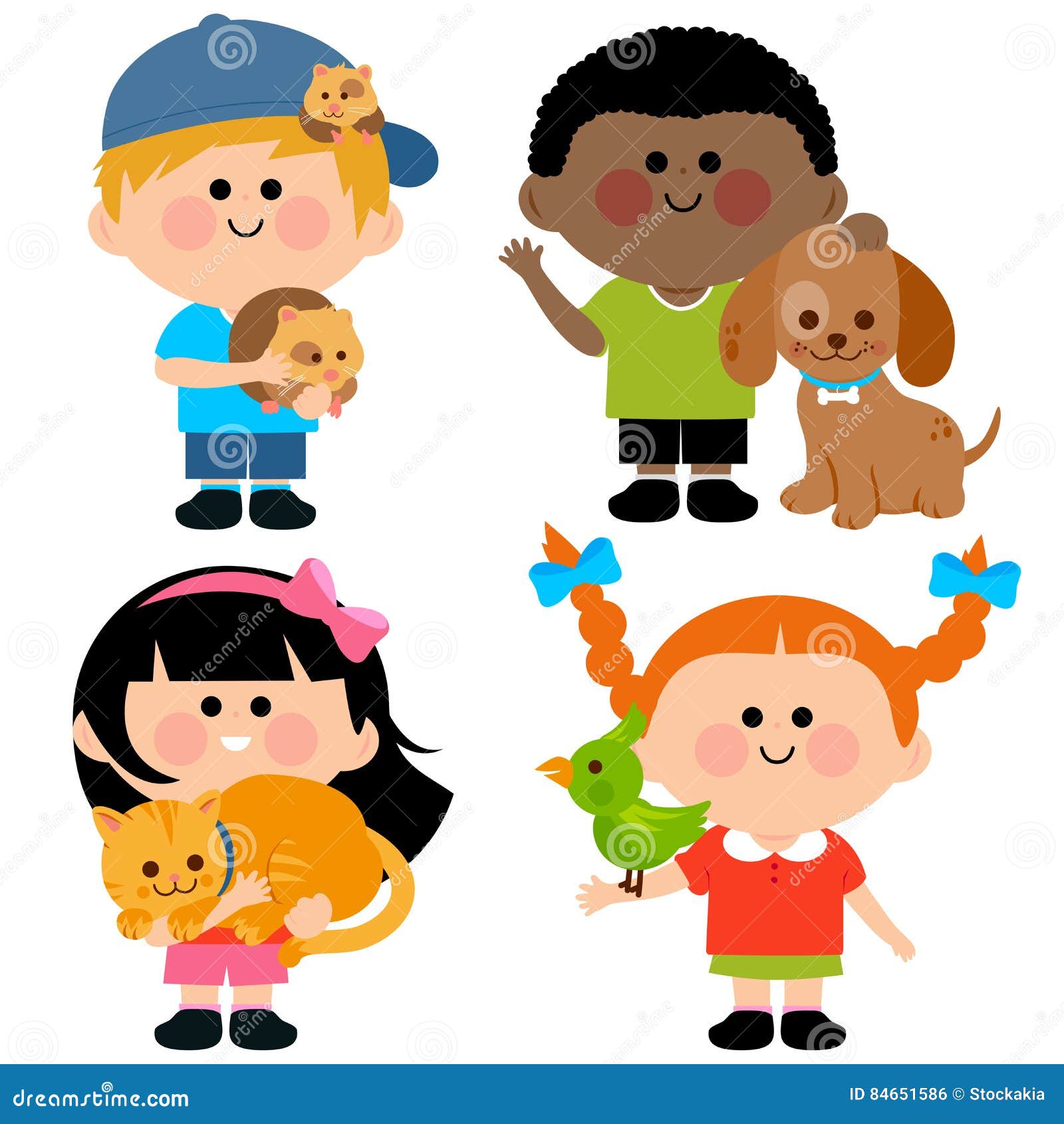 Crianças E Animais De Estimação Ilustração do Vetor - Ilustração de amigos,  criceto: 84651586, image size:1600x1690