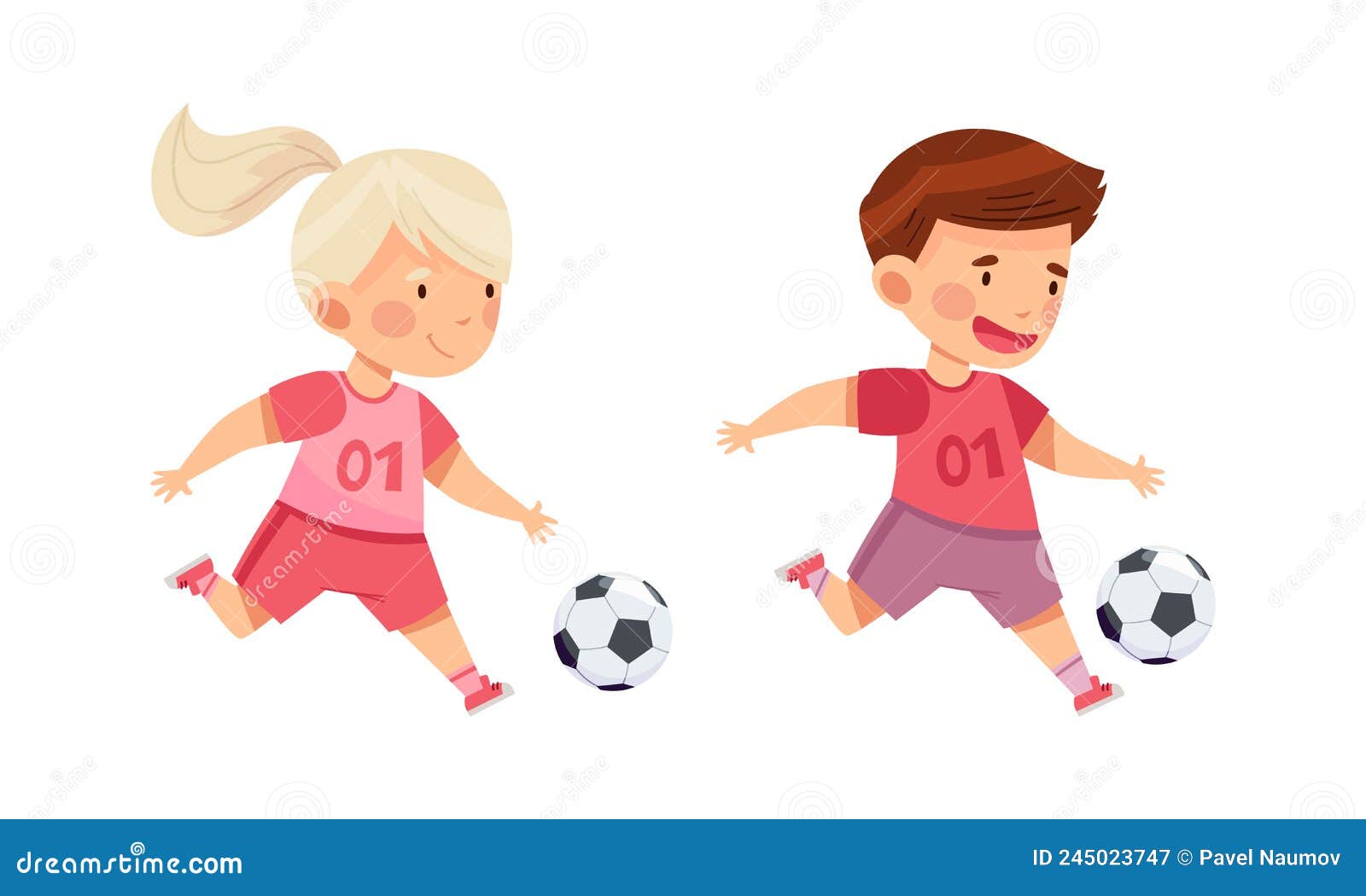 Menina Jogando Futebol Ilustração Colorida Dos Desenhos Animados