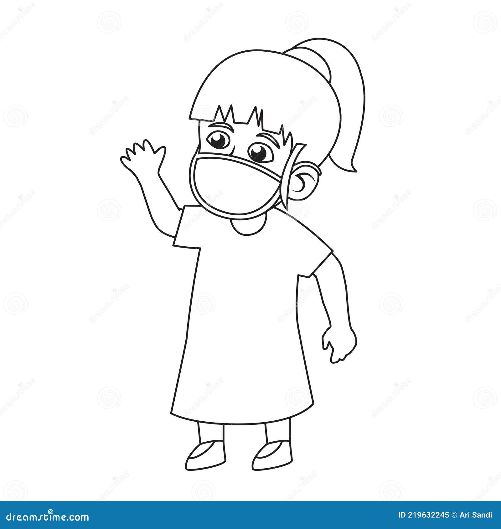 Vetor de ilustração de página para colorir dos desenhos animados do vírus  corona para crianças, livro de colorir