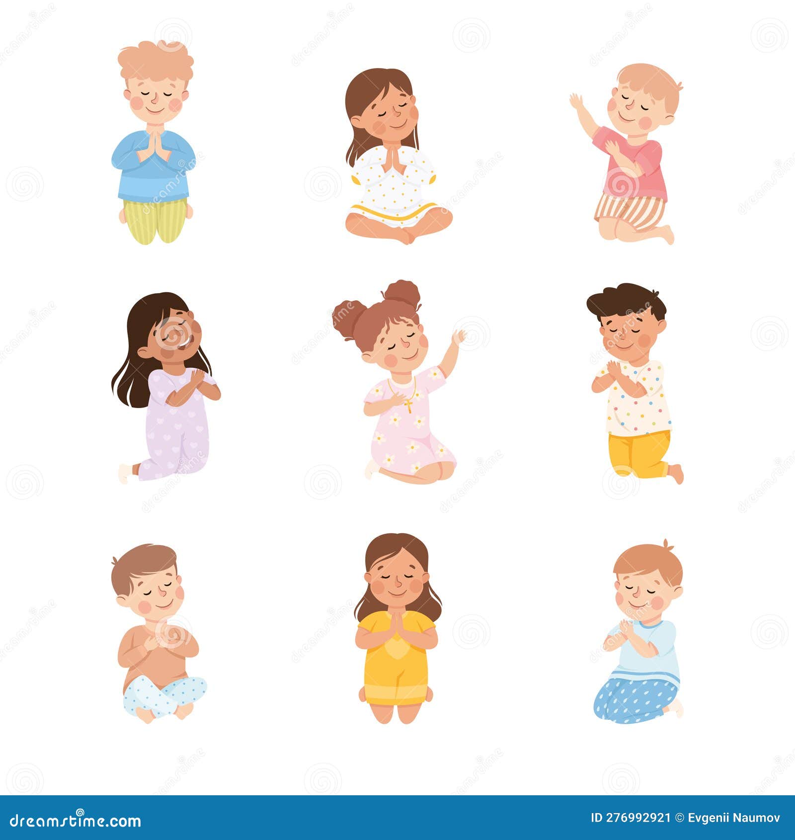 Crianças Pequenas Rezando Sentadas No Chão Com O Vetor De Joelhos Dobrados Ilustração do Vetor - Ilustração de dobrado, inocente: 276993074