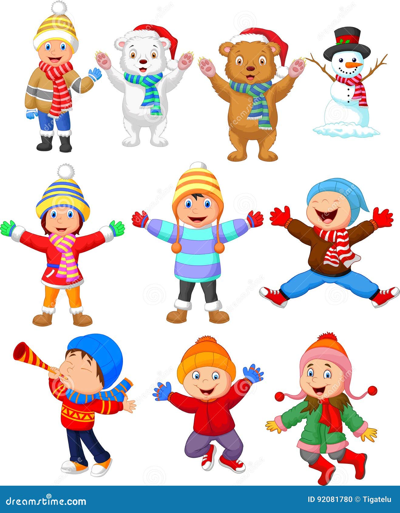 Crianças Pequenas Vestidas Com Roupas De Inverno Ilustração do Vetor -  Ilustração de cachecol, cartoon: 92081780, image size:1318x1690