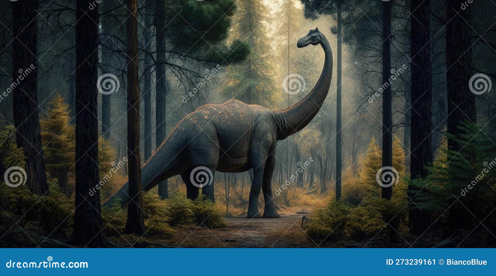 Criatura Pré-histórica Ou Dinossauro Na Natureza Selvagem. Desenho