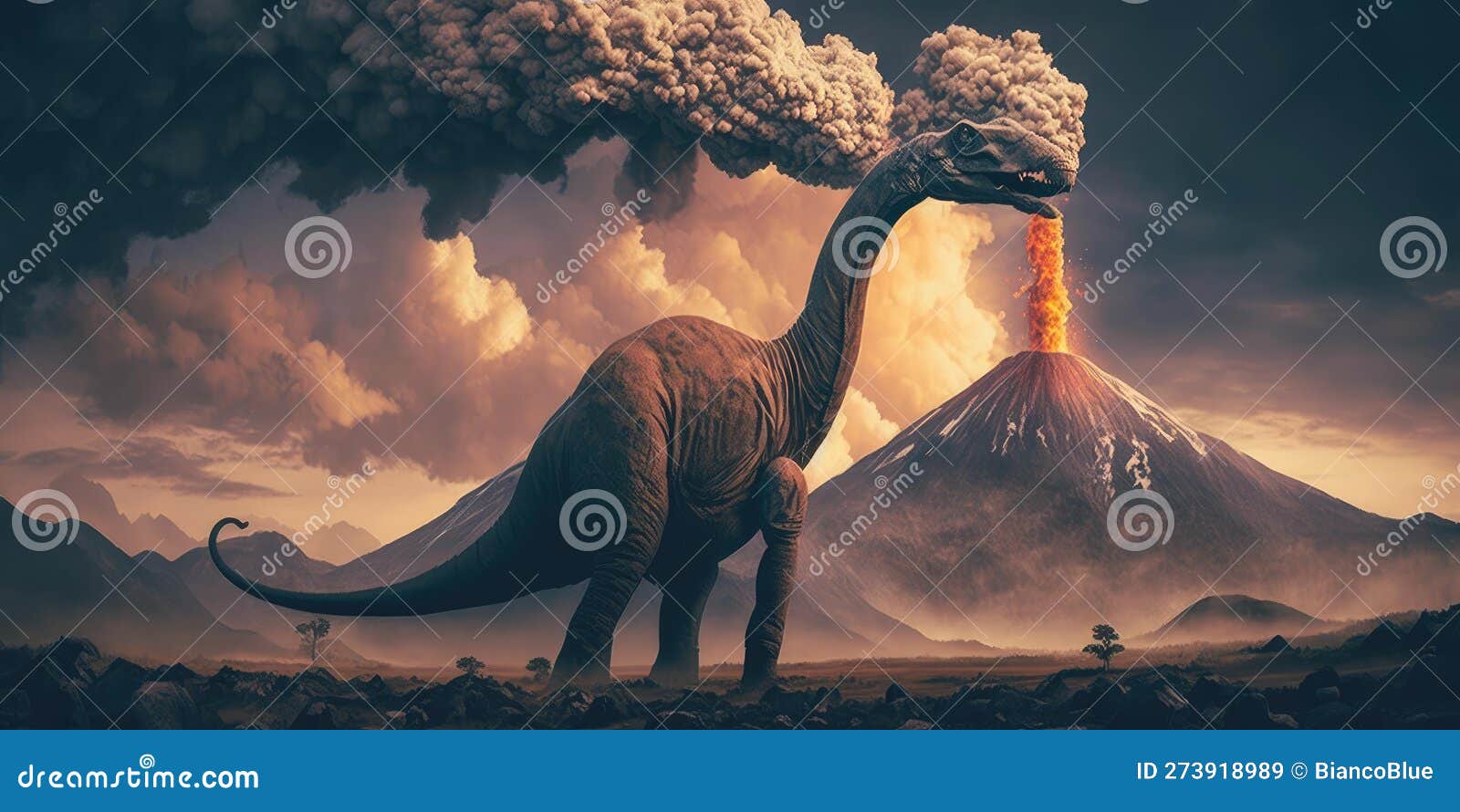 Criatura pré-histórica ou dinossauro na natureza selvagem desenho