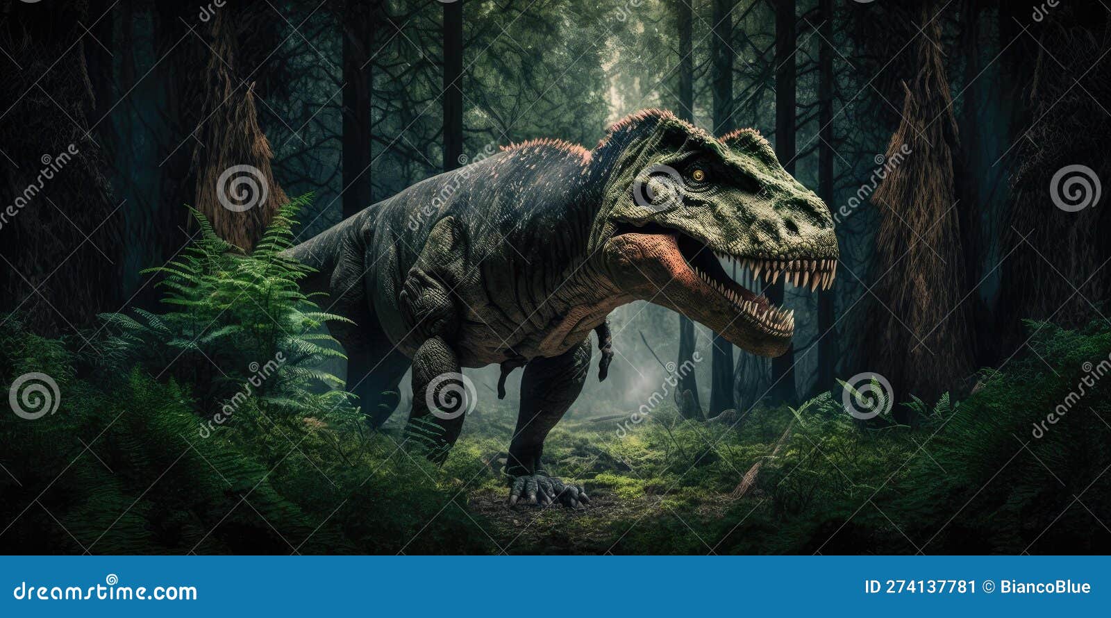 Criatura pré-histórica ou dinossauro na natureza selvagem desenho