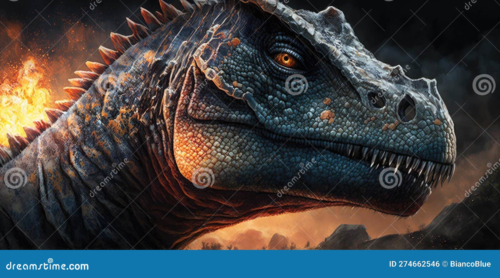 Criatura pré-histórica ou dinossauro na natureza selvagem desenho