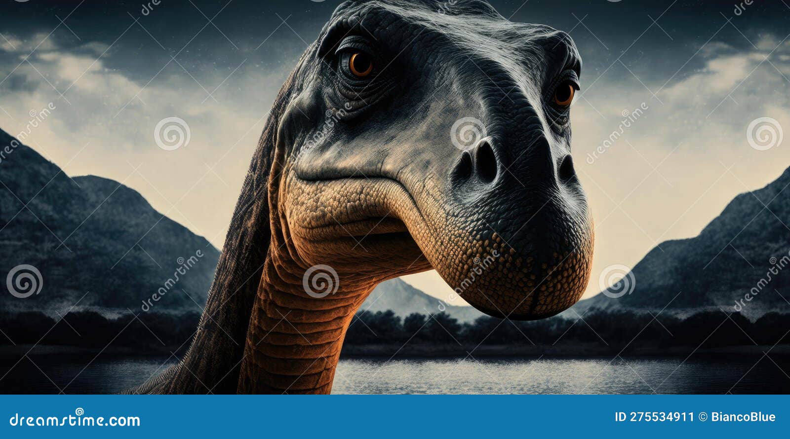 Criatura pré-histórica ou dinossauro na natureza selvagem desenho