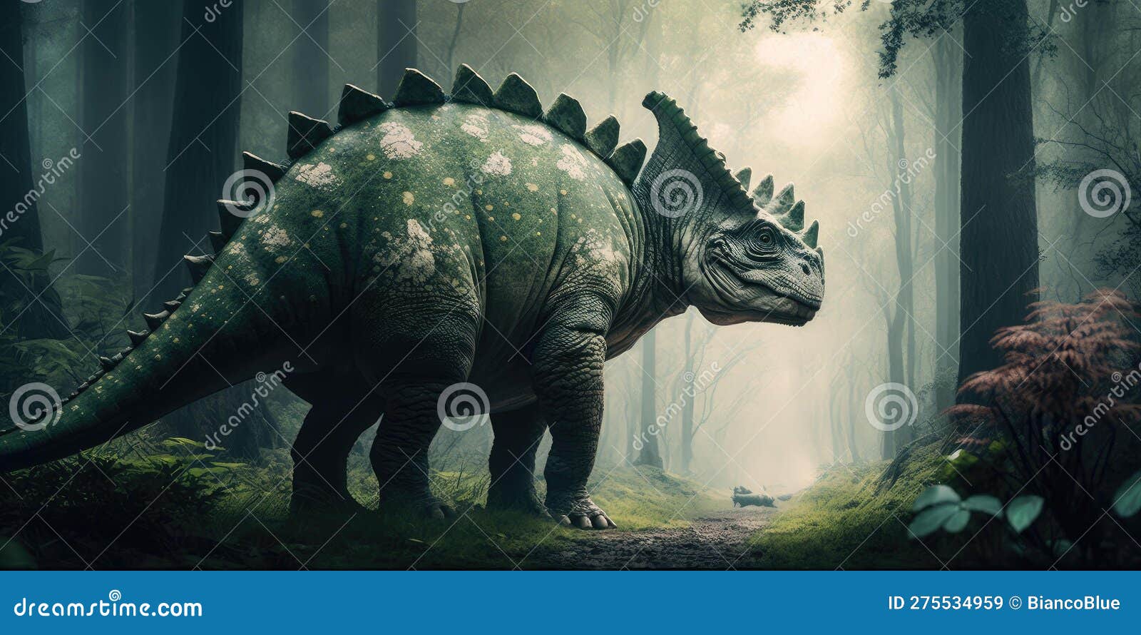 Criatura pré-histórica ou dinossauro na natureza selvagem desenho