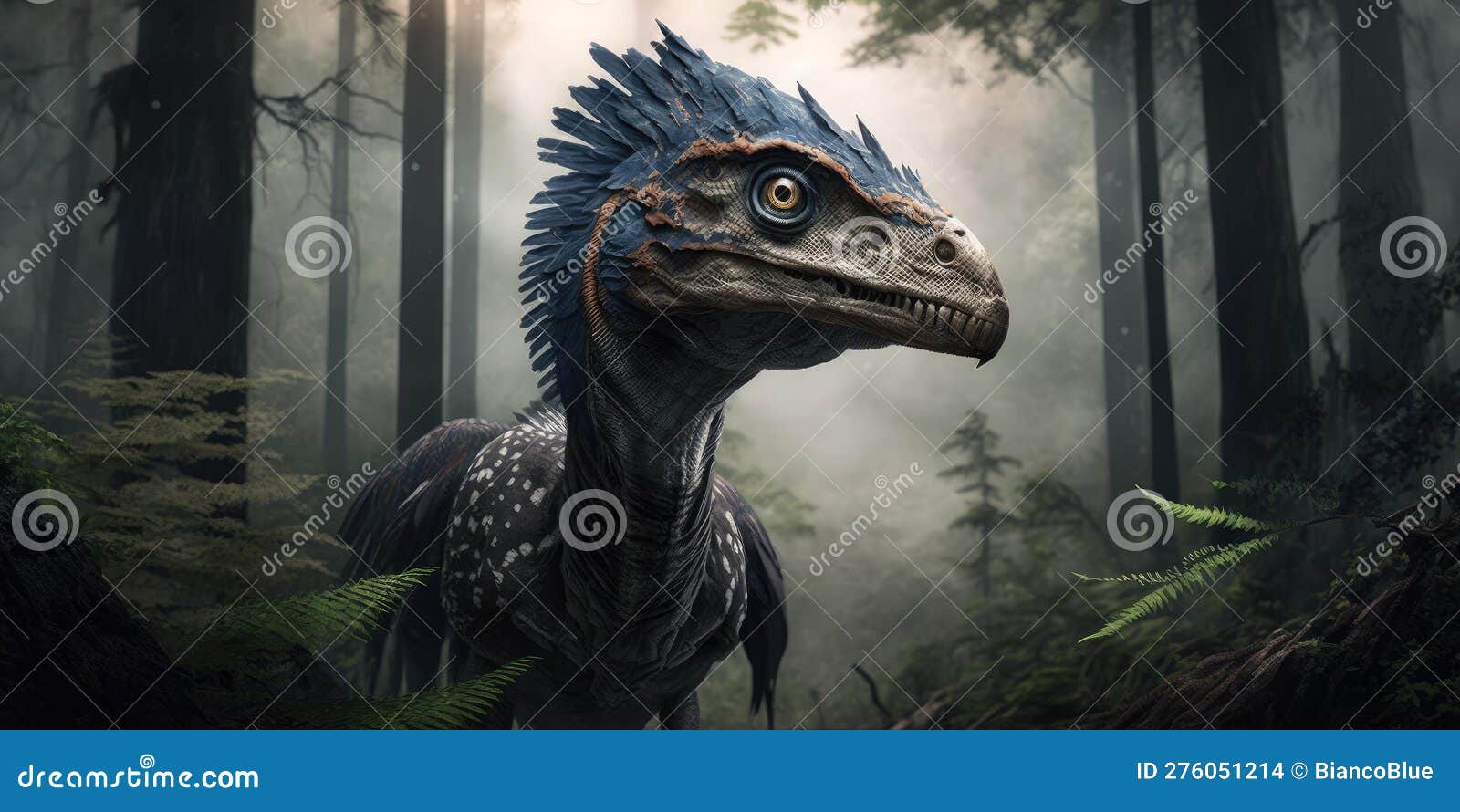 Criatura pré-histórica ou dinossauro na natureza selvagem desenho de estilo  realista