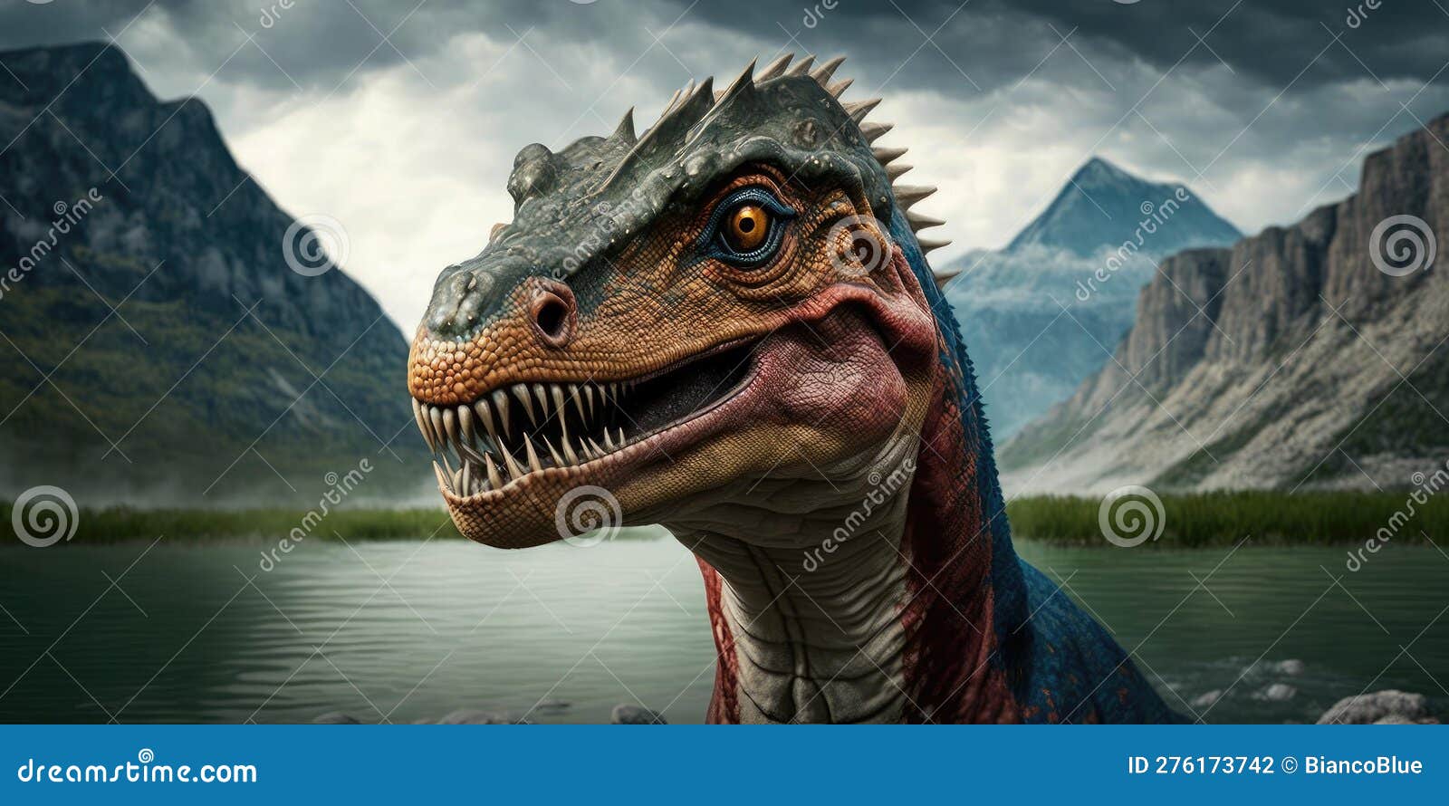 Criatura Pré-histórica Ou Dinossauro Na Natureza Selvagem. Desenho