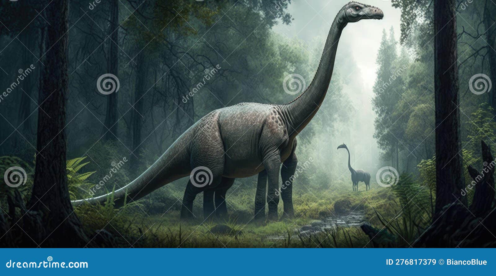 Criatura pré-histórica ou dinossauro na natureza selvagem desenho de estilo  realista