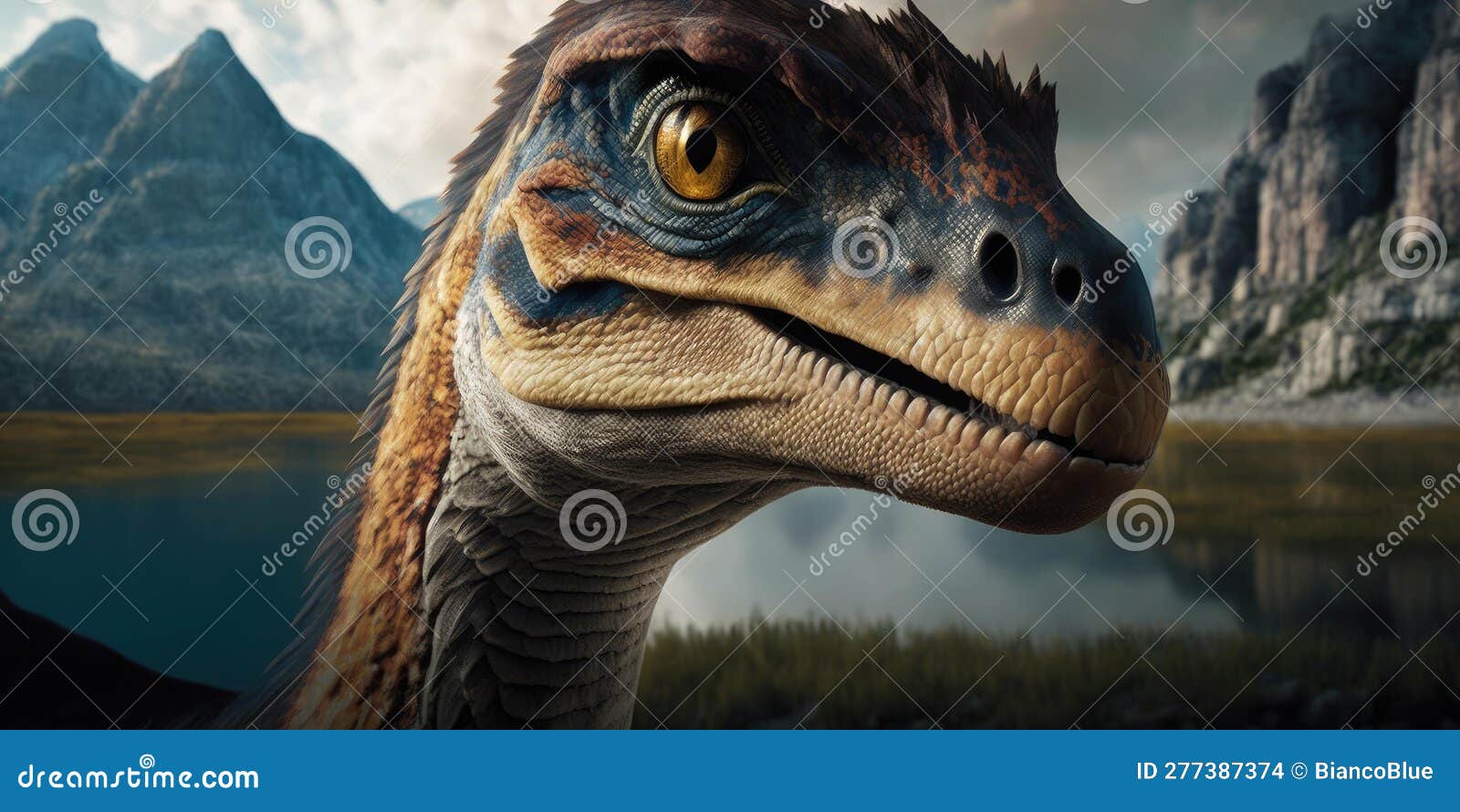 Criatura pré-histórica ou dinossauro na natureza selvagem desenho