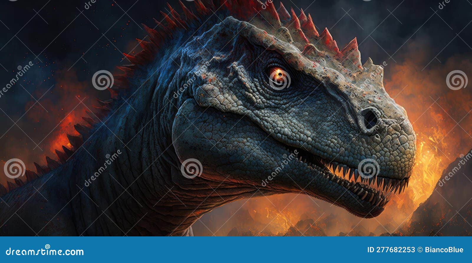 Criatura pré-histórica ou dinossauro na natureza selvagem desenho de estilo  realista